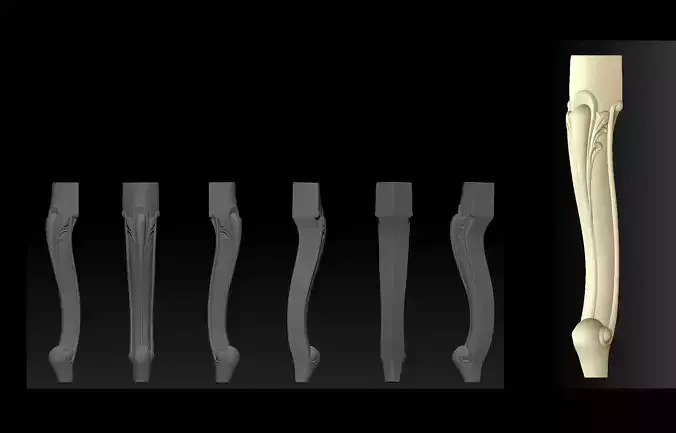 Furniture Legs 3d STL Model Relief for CNC  set 010 3D print model