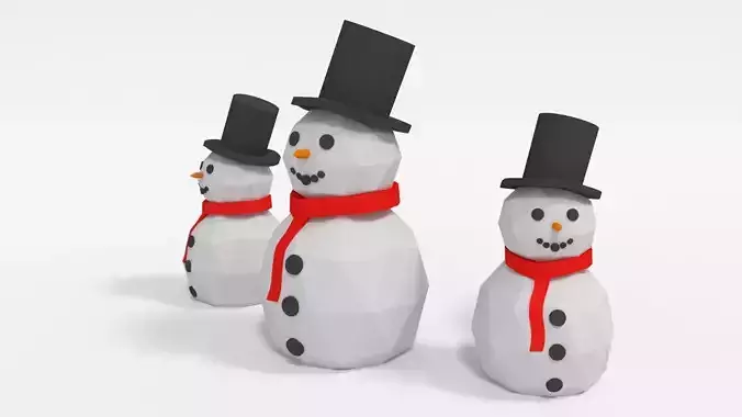 Snowman three snowmen wearing hats and scarves