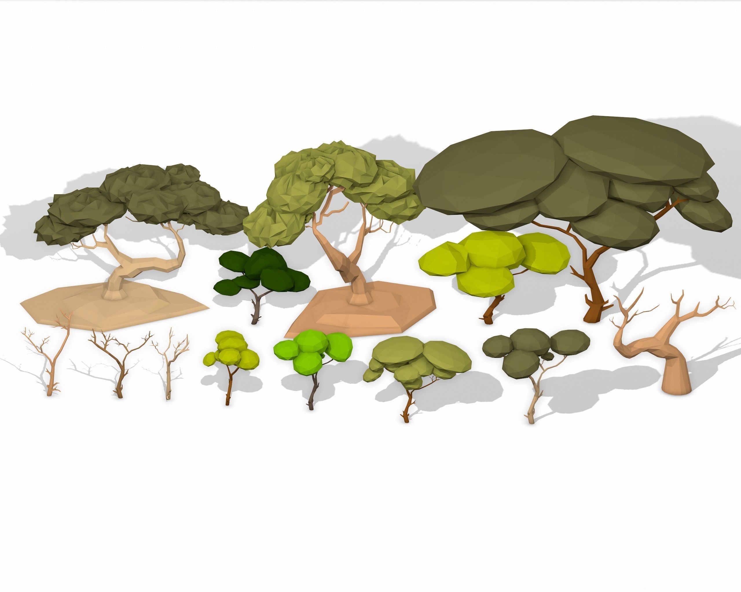 LOW POLY African Tree Pack Low-poly 3D model_3