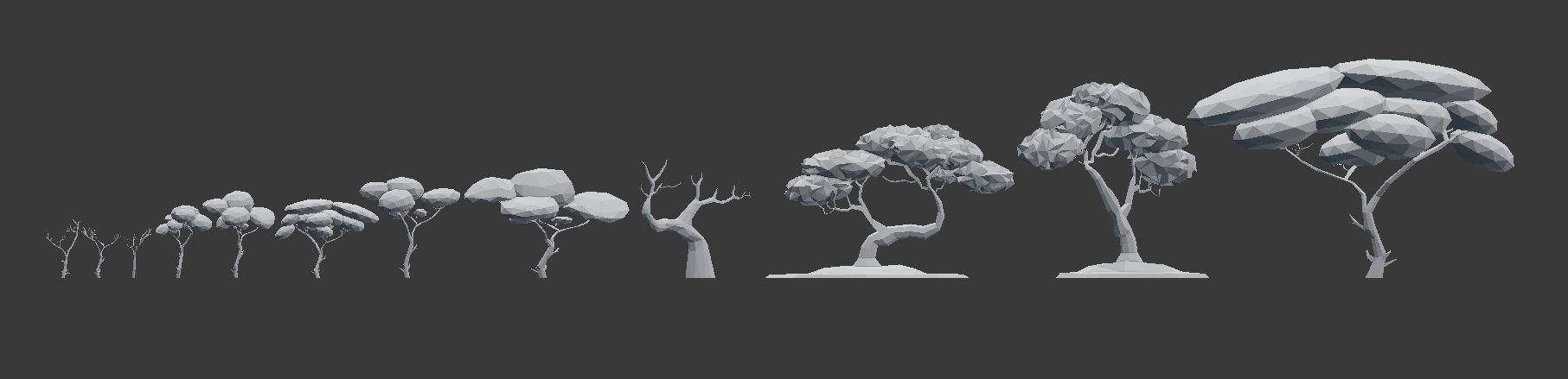 LOW POLY African Tree Pack Low-poly 3D model_32