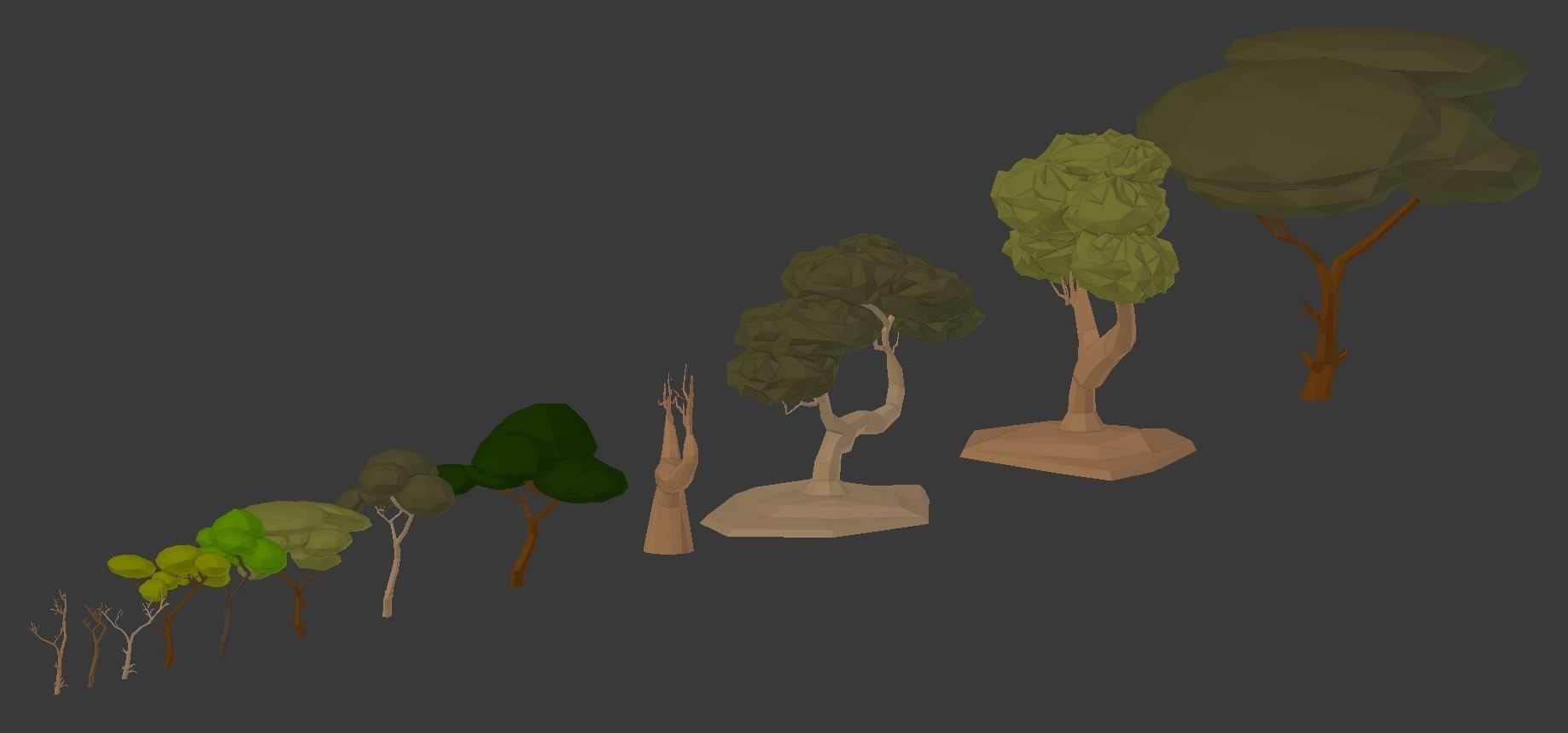 LOW POLY African Tree Pack Low-poly 3D model_34