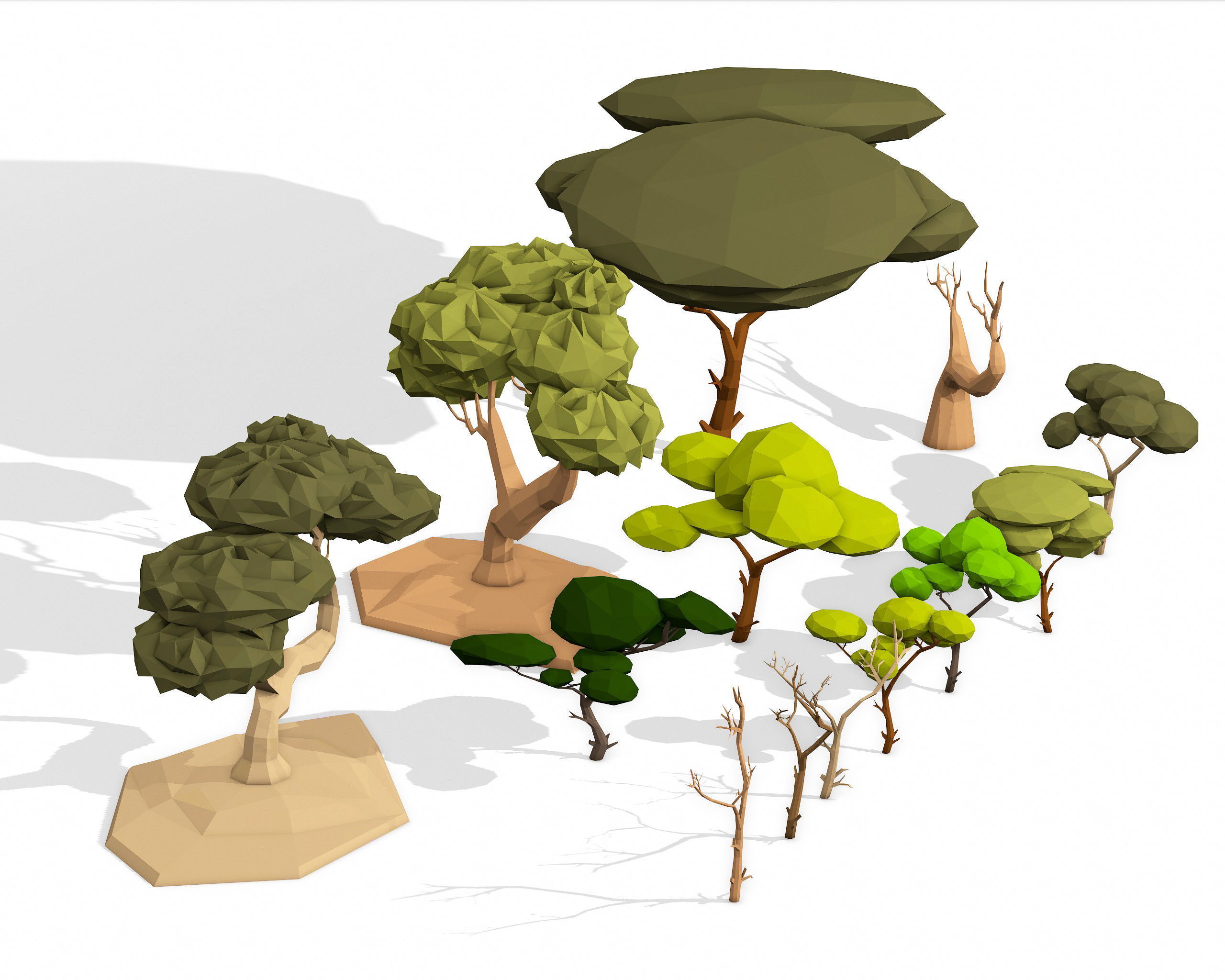 LOW POLY African Tree Pack Low-poly 3D model_27