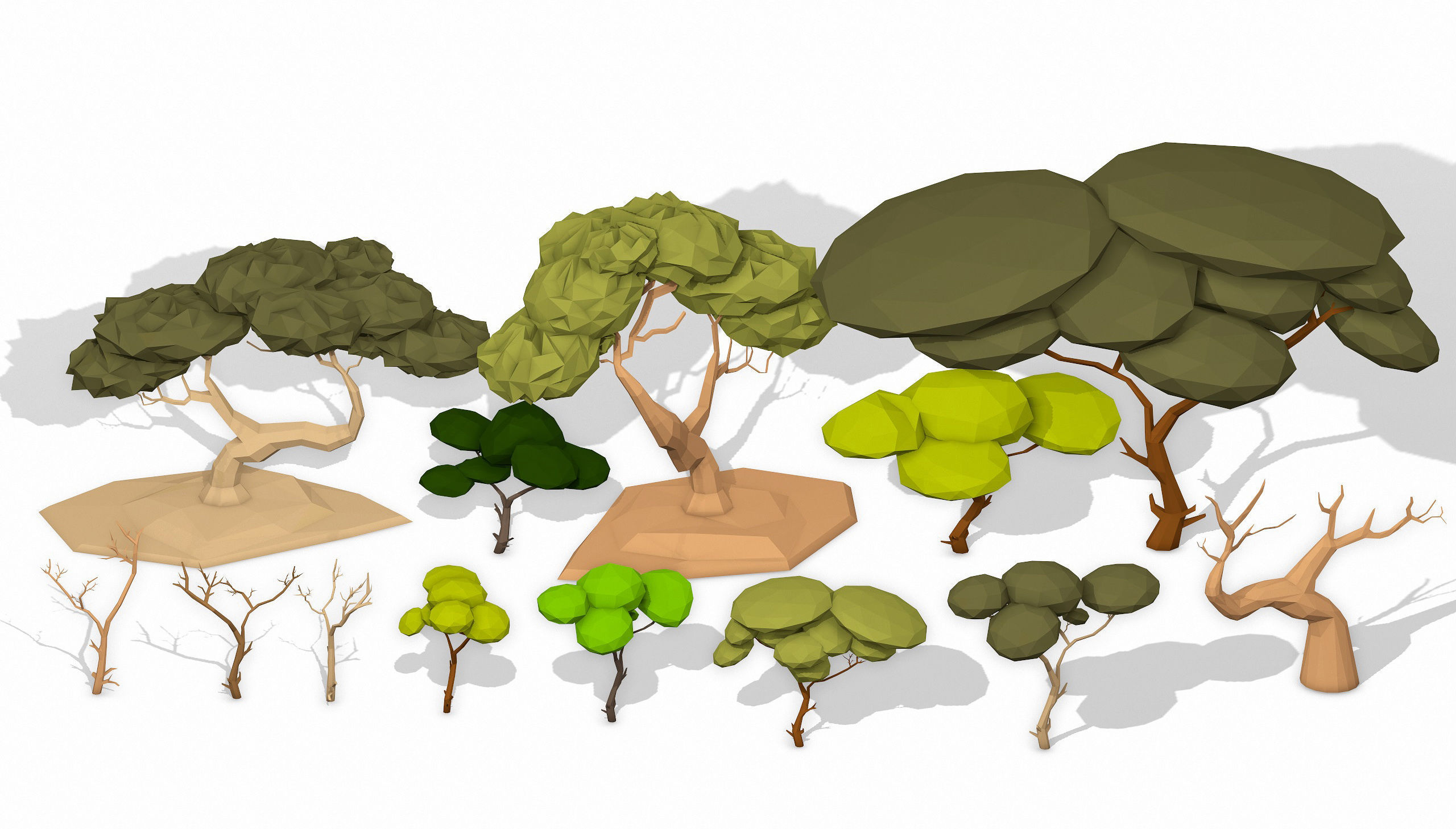 LOW POLY African Tree Pack Low-poly 3D model_2