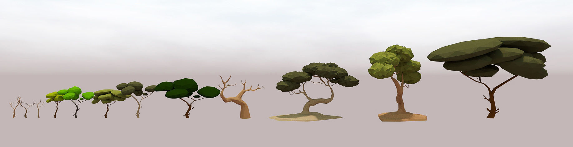 LOW POLY African Tree Pack Low-poly 3D model_40