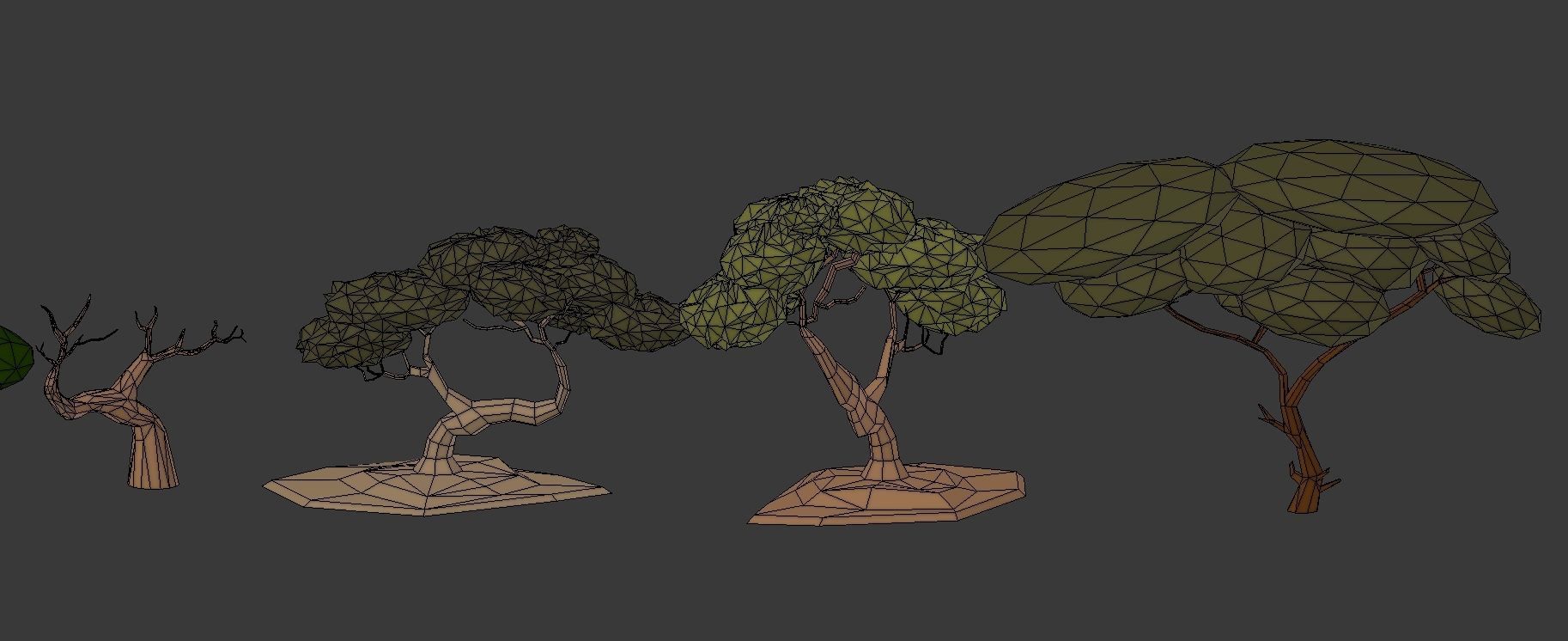 LOW POLY African Tree Pack Low-poly 3D model_35