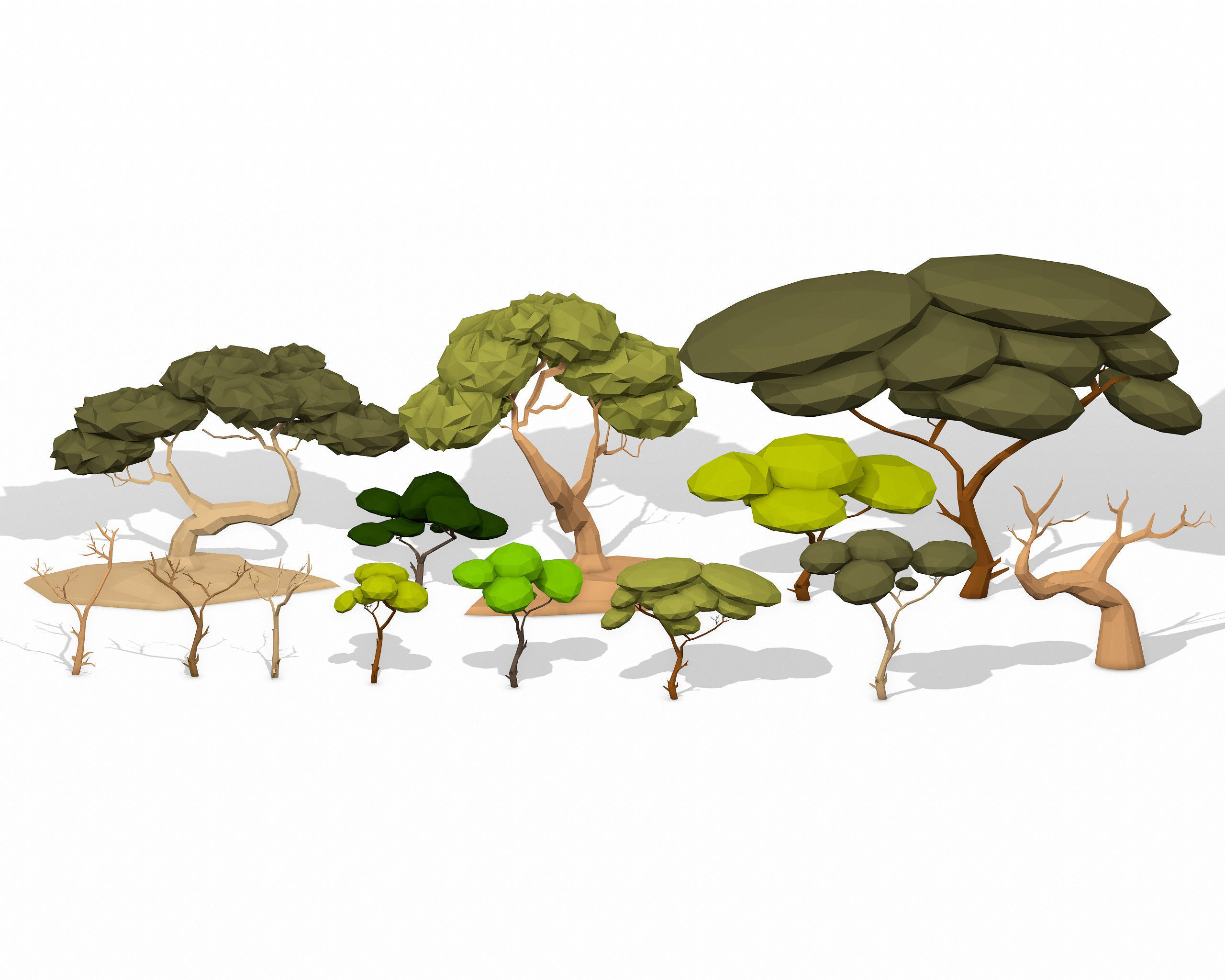 LOW POLY African Tree Pack Low-poly 3D model_1
