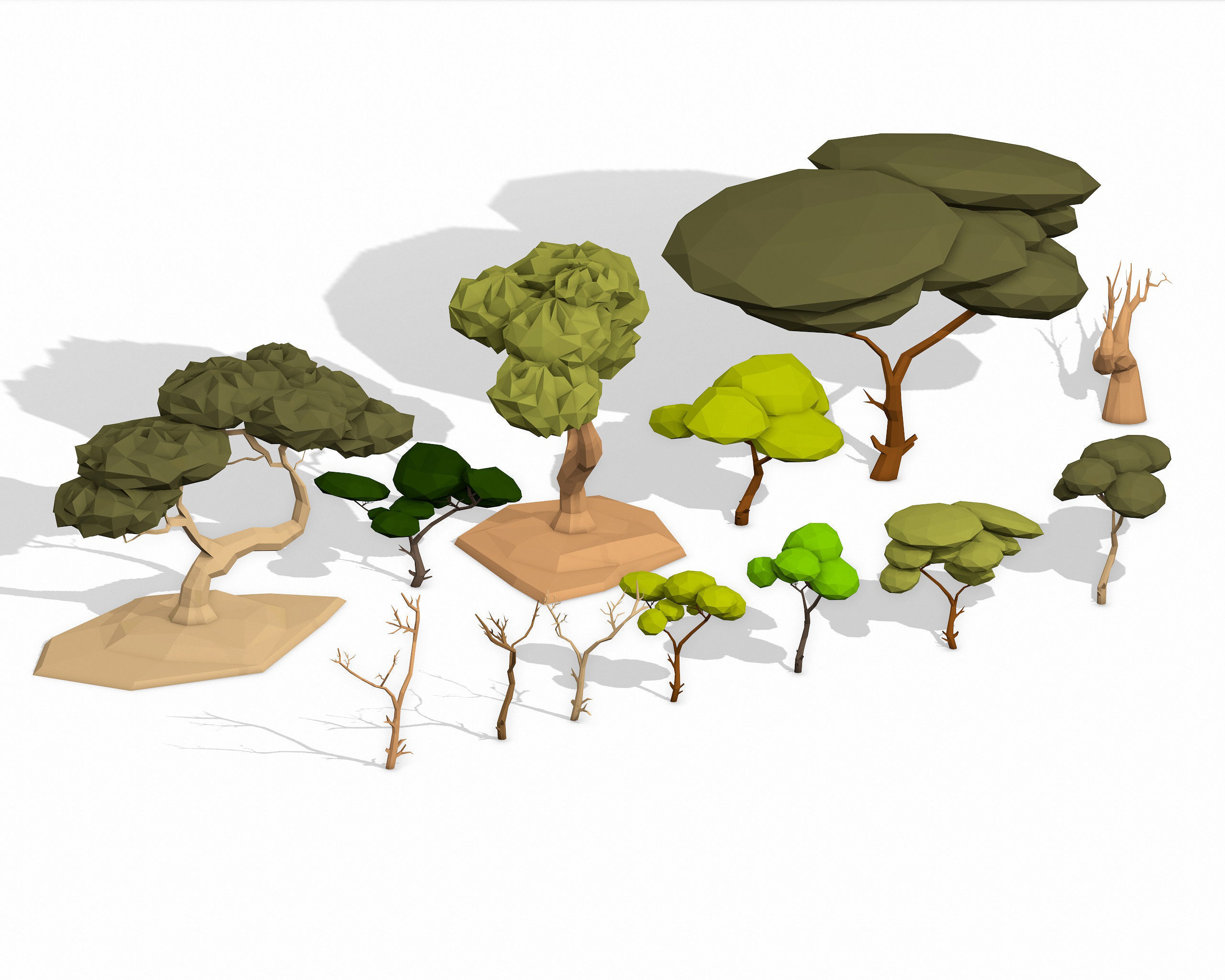 LOW POLY African Tree Pack Low-poly 3D model_29