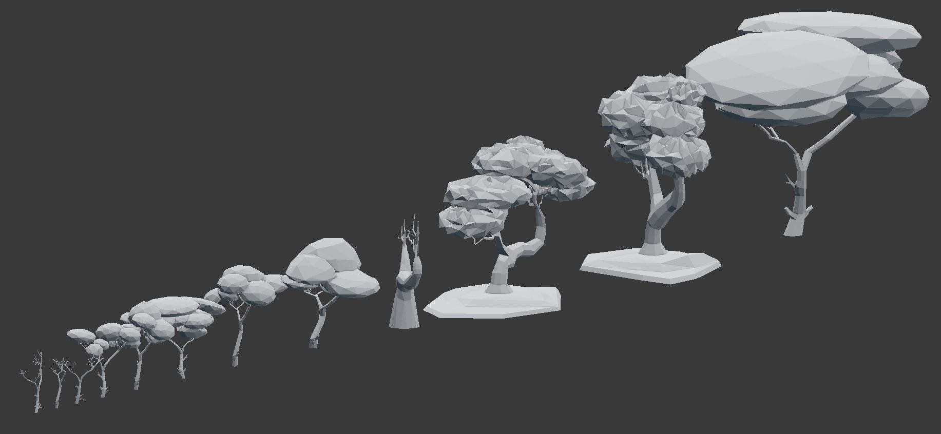 LOW POLY African Tree Pack Low-poly 3D model_33