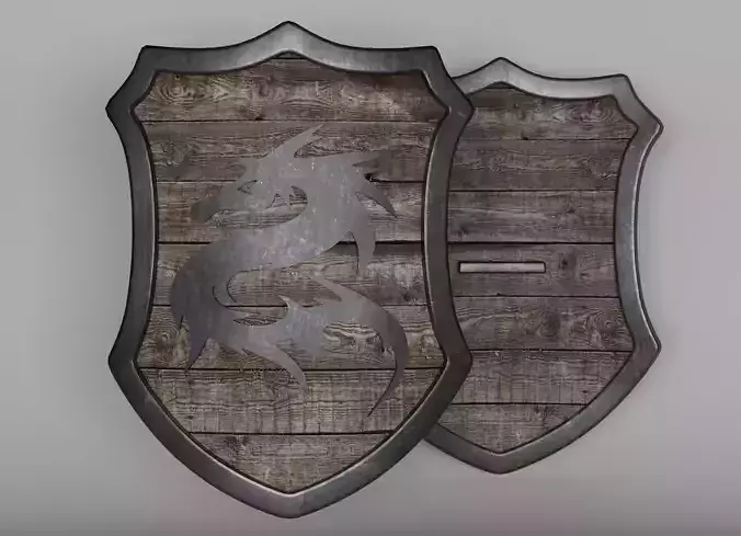 Shield wooden with dragon