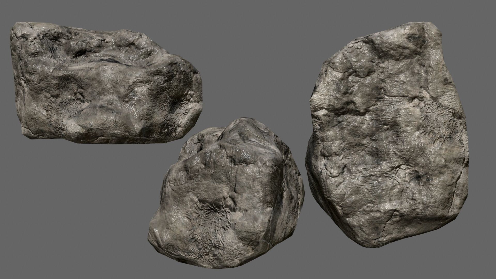 rocks set in sizes Low-poly 3D model_8