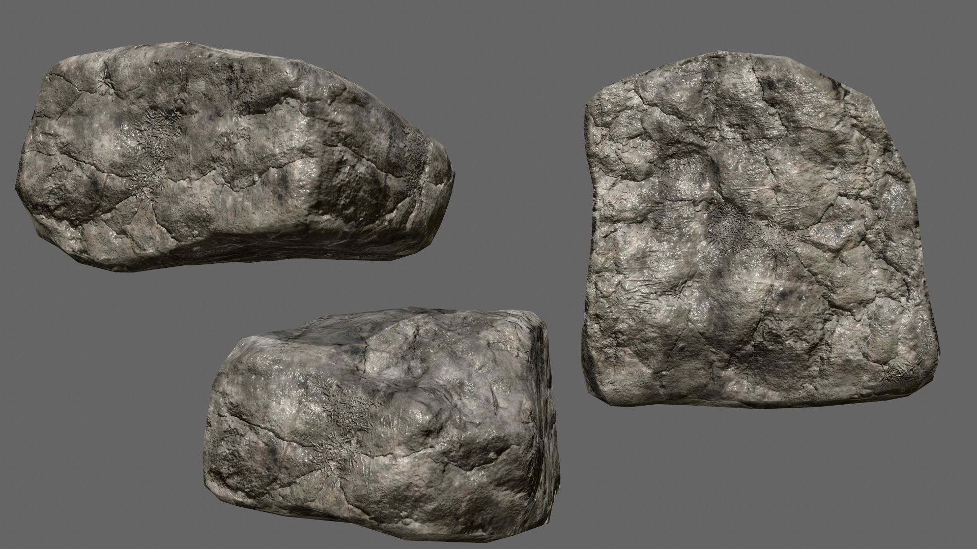 rocks set in sizes Low-poly 3D model_5