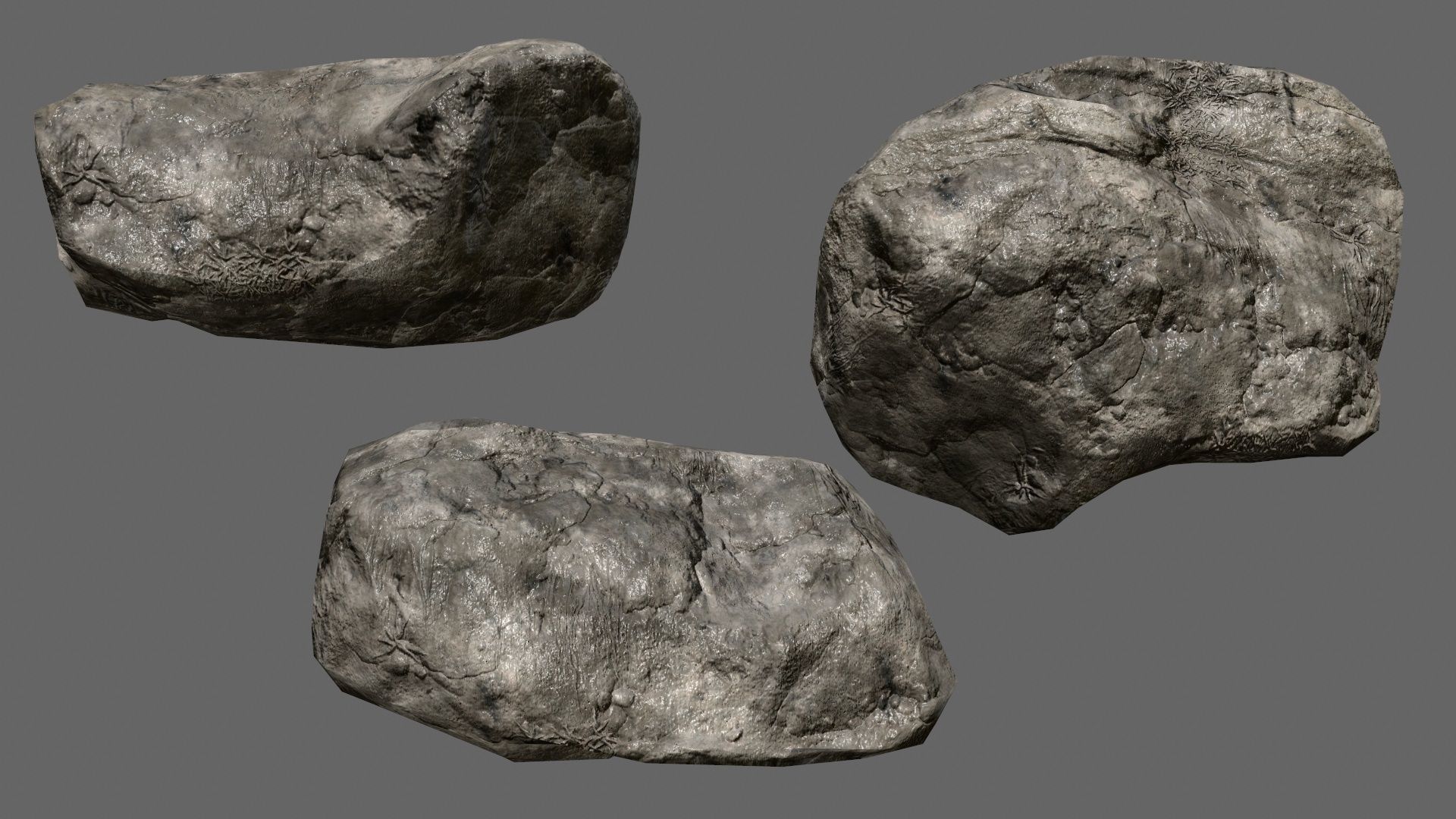 rocks set in sizes Low-poly 3D model_10
