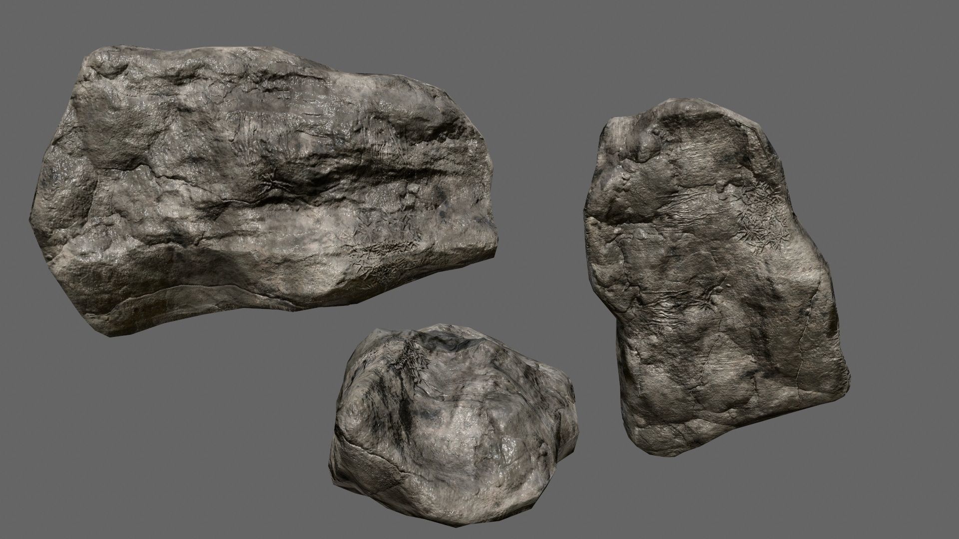rocks set in sizes Low-poly 3D model_26