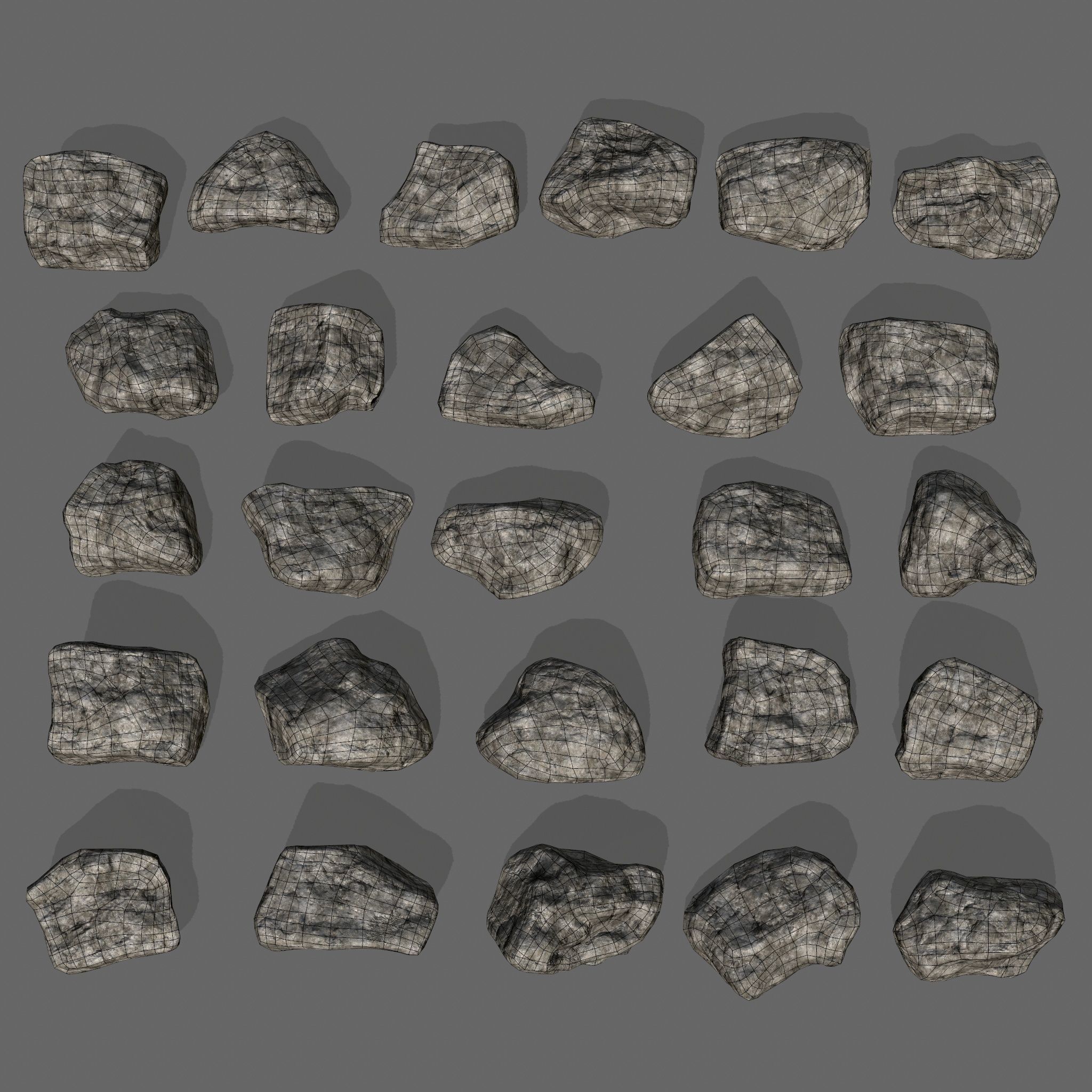 rocks set in sizes Low-poly 3D model_27
