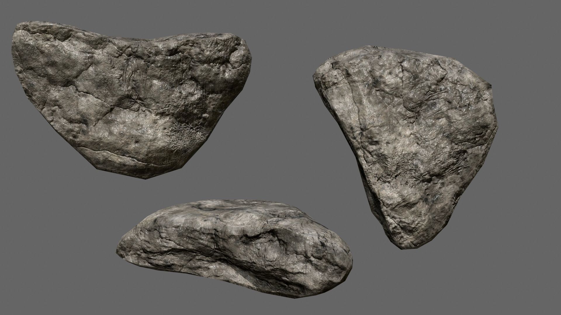 rocks set in sizes Low-poly 3D model_22