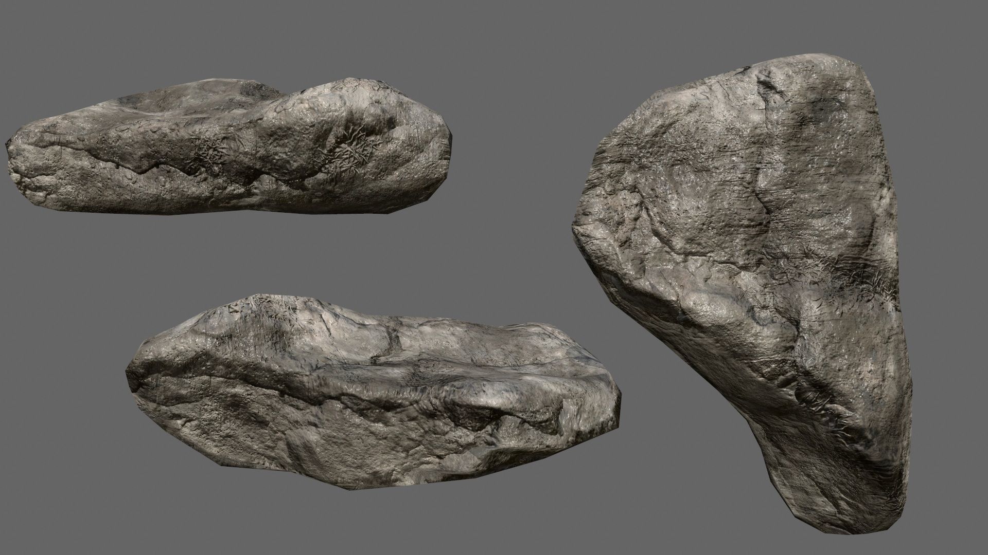 rocks set in sizes Low-poly 3D model_17