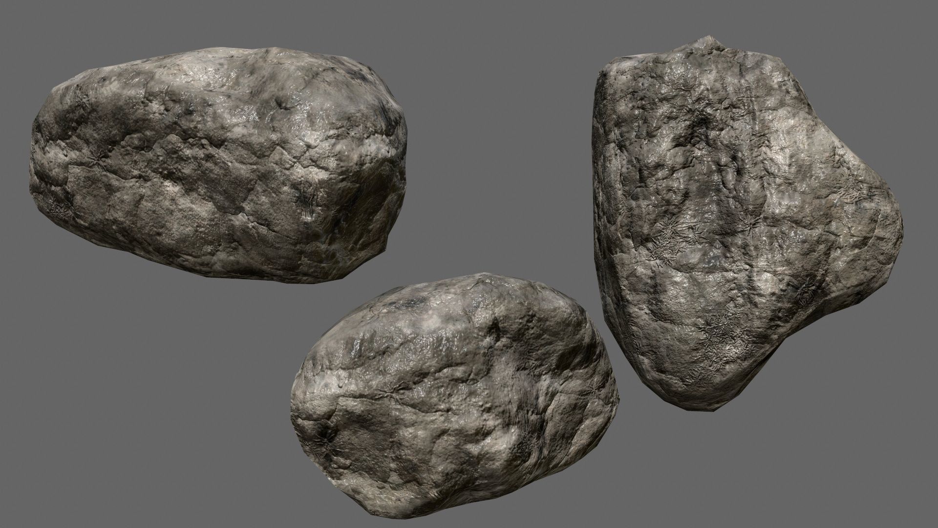 rocks set in sizes Low-poly 3D model_2