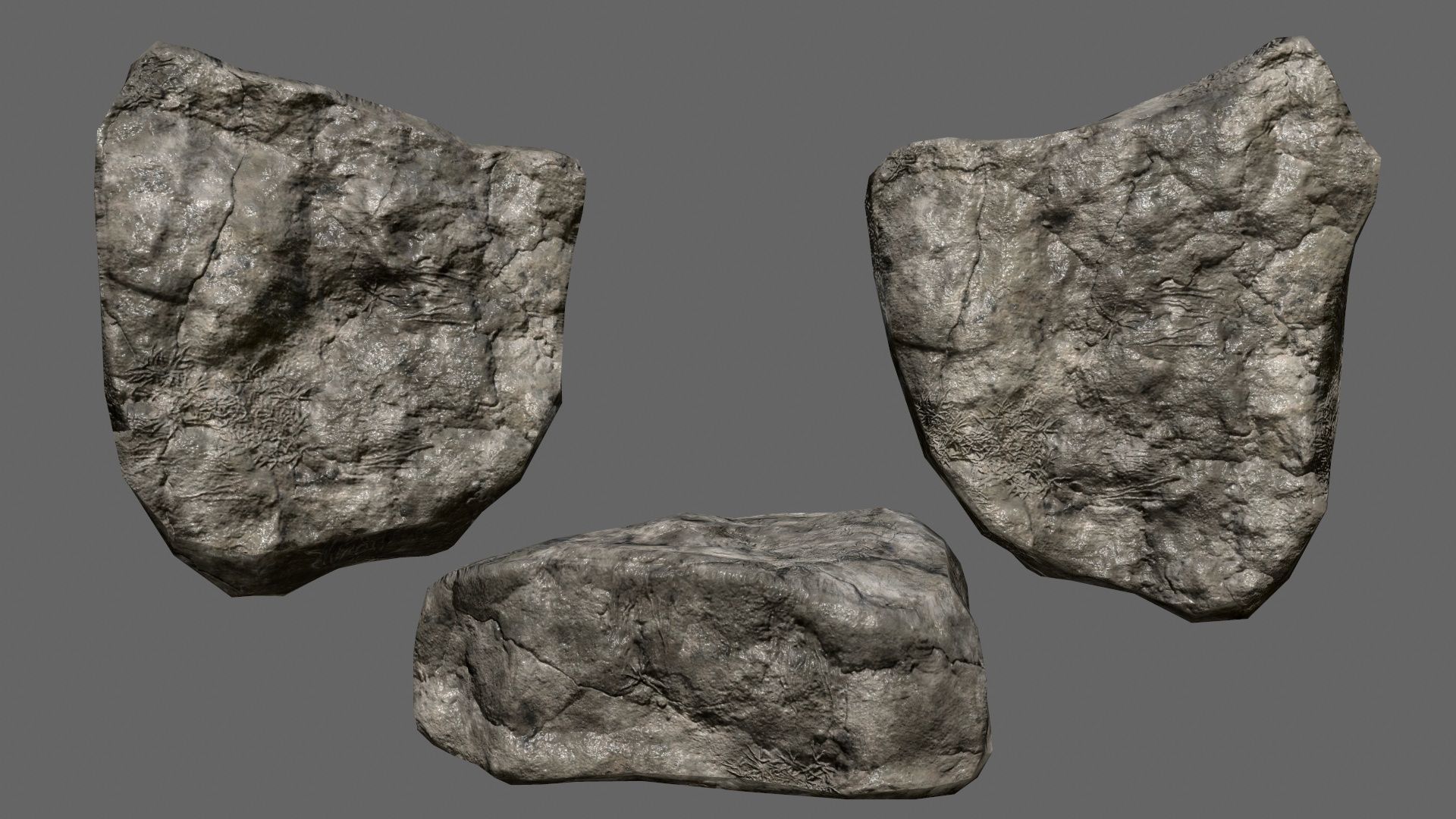 rocks set in sizes Low-poly 3D model_3
