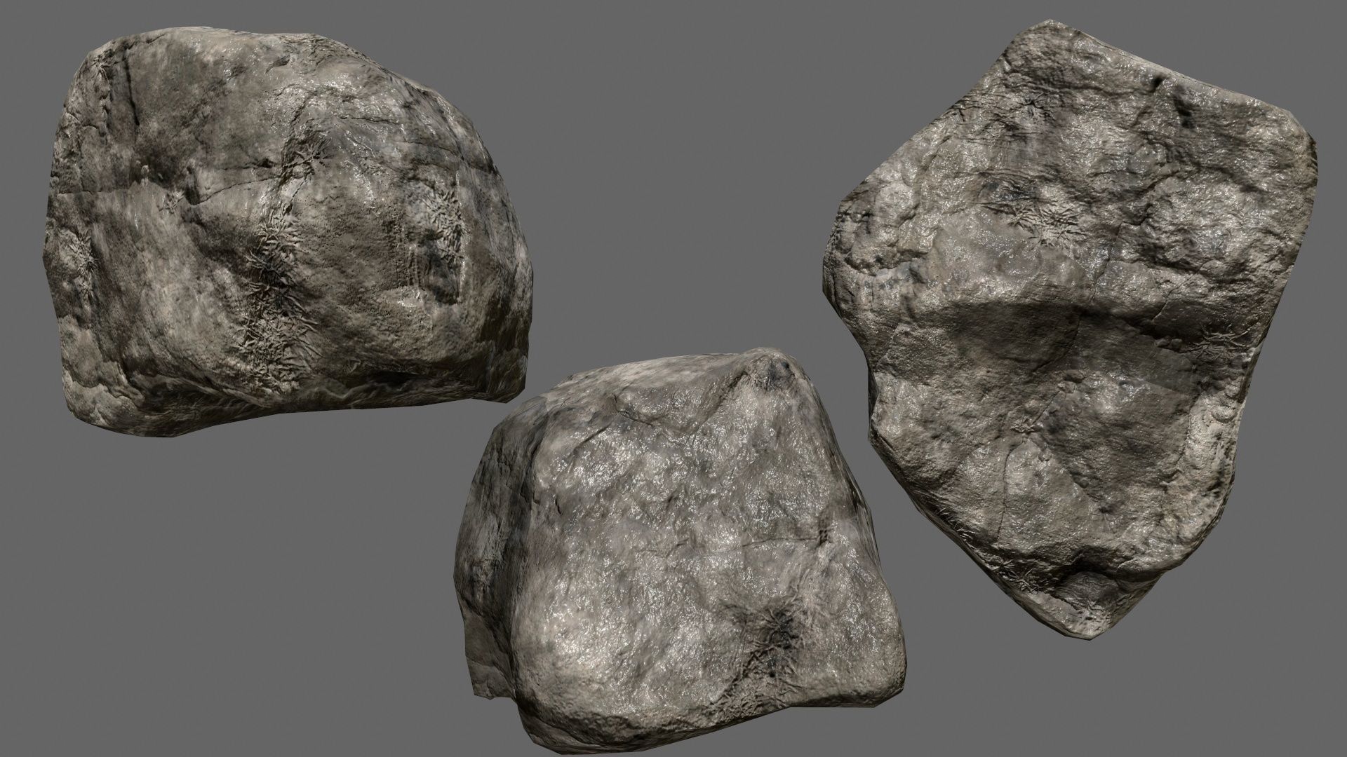 rocks set in sizes Low-poly 3D model_4