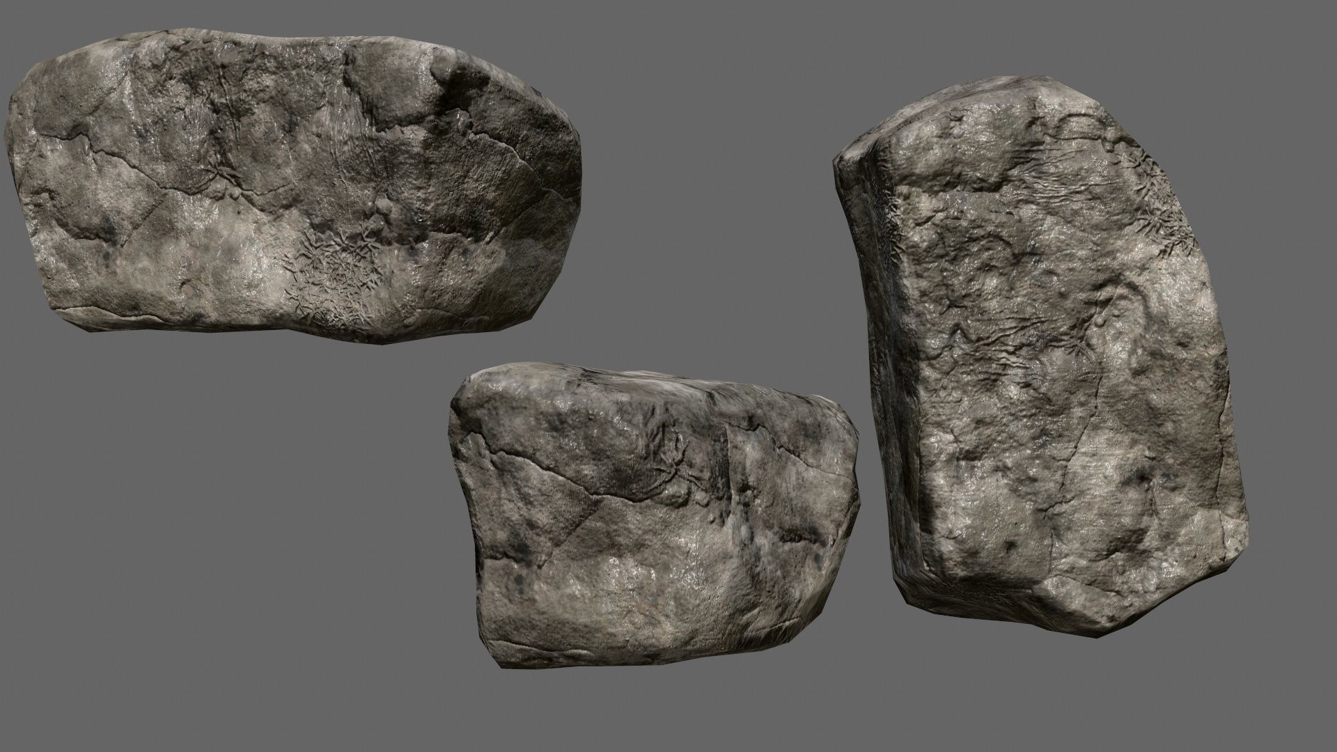 rocks set in sizes Low-poly 3D model_6
