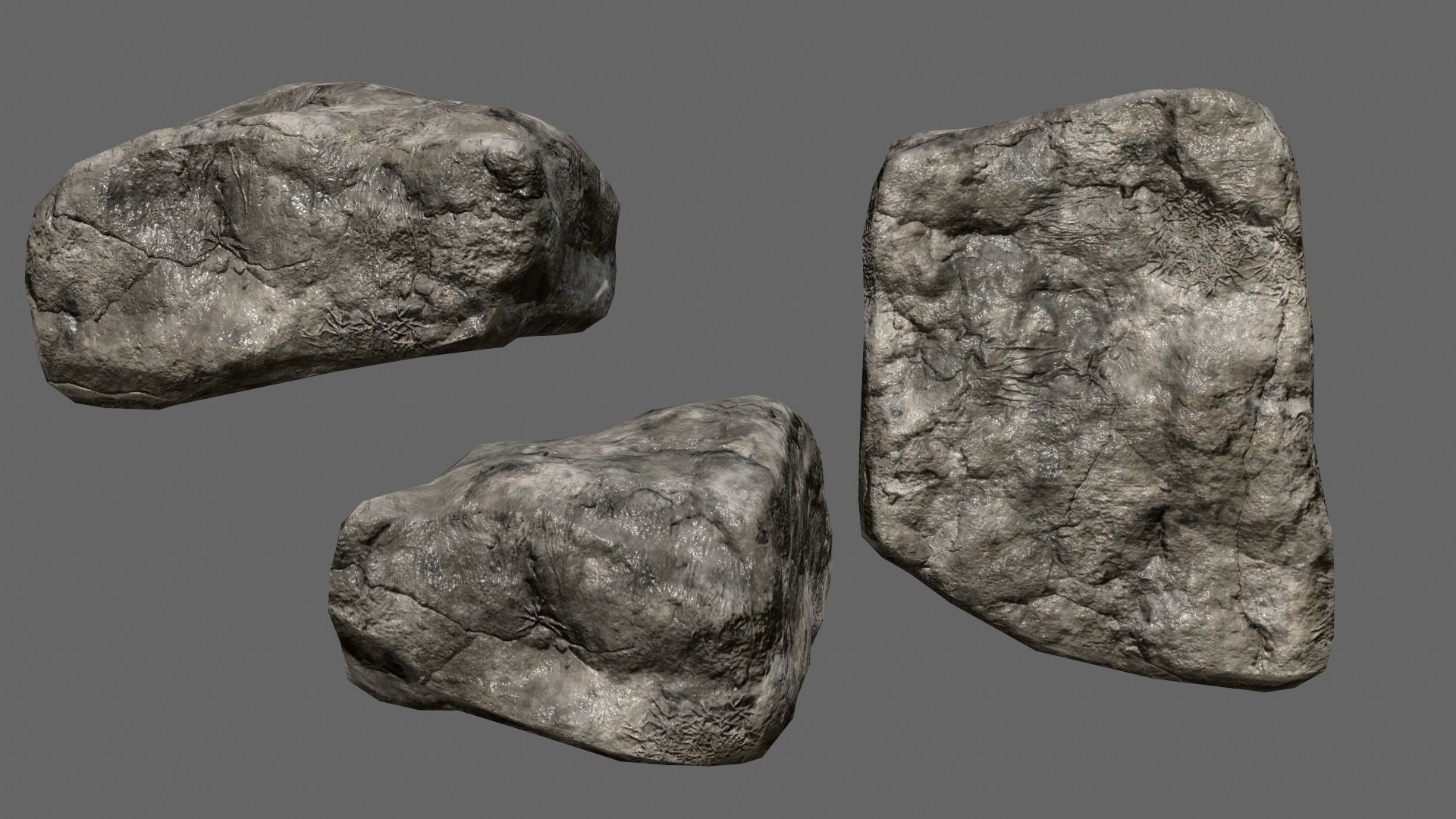 rocks set in sizes Low-poly 3D model_16