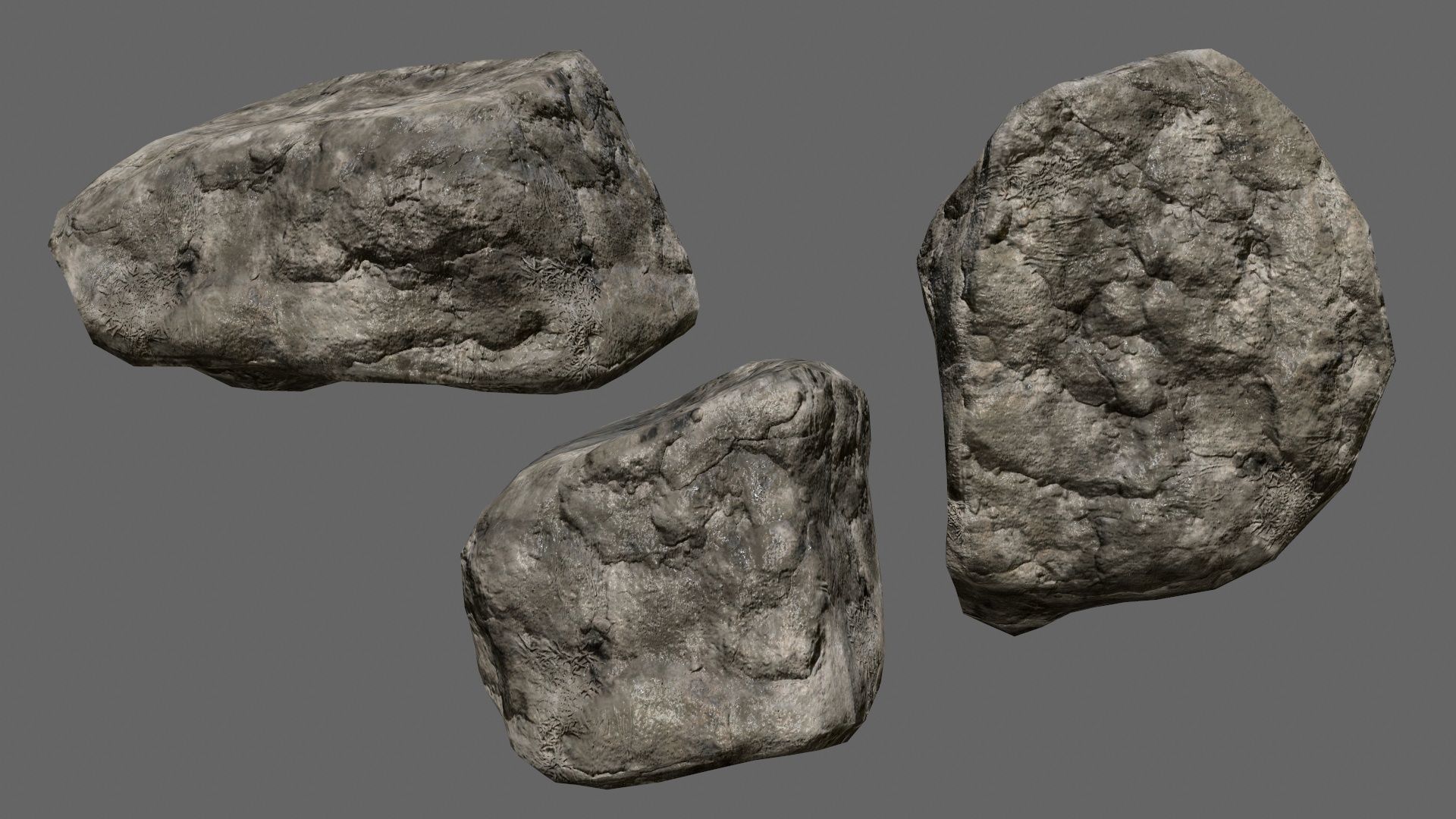 rocks set in sizes Low-poly 3D model_1