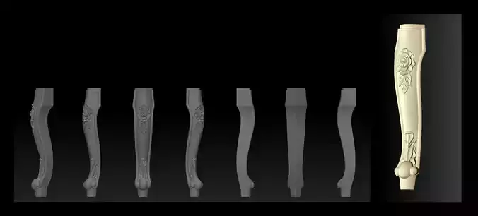 Furniture Legs 3d STL Model Relief for CNC set 012 3D print model