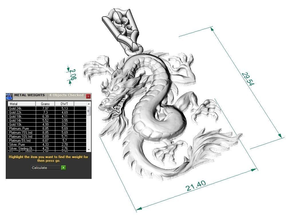 dragon  pendant  3D print model_4