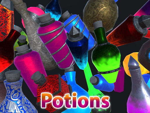 Ultimate Potions Pack Low-poly 3D model_1
