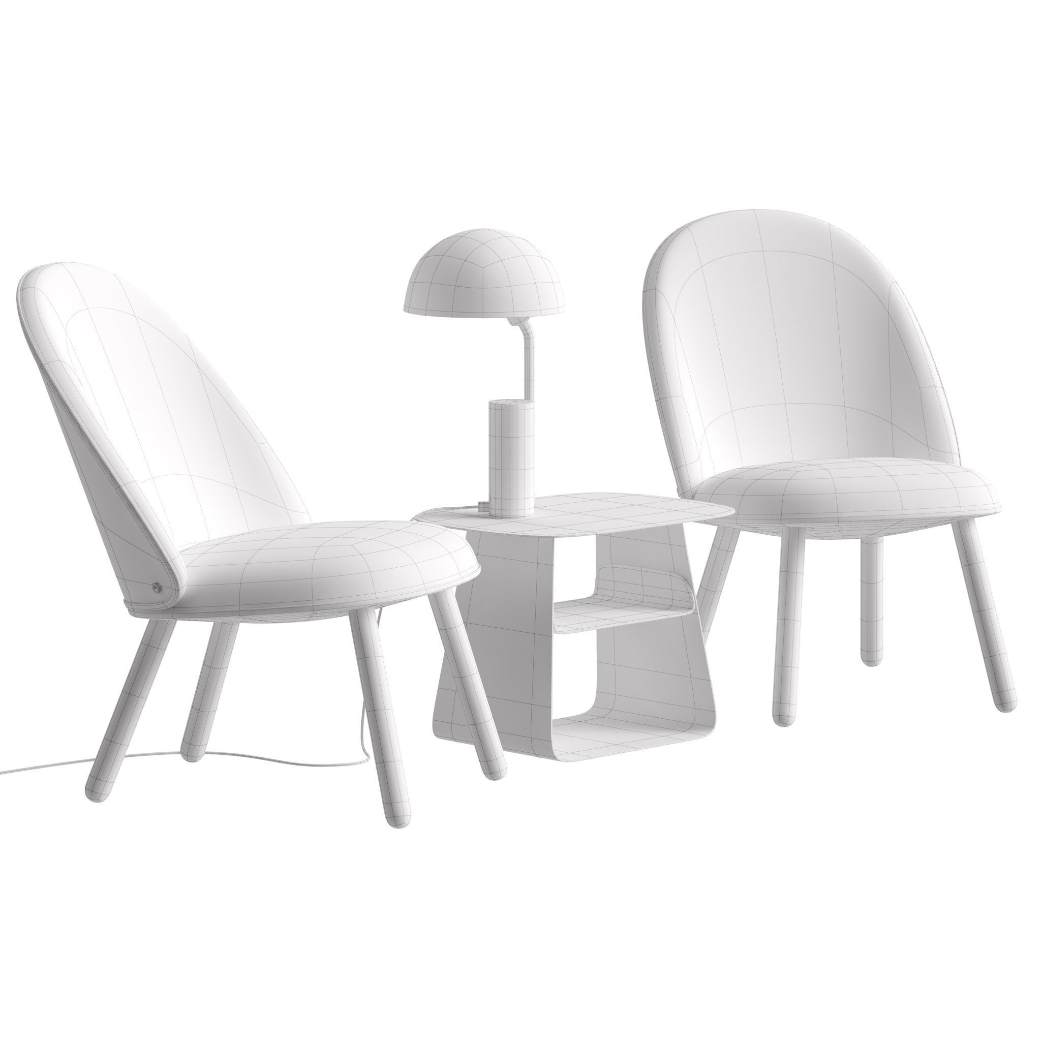 Ace Lounge Chair and Cap Table Lamp Low-poly 3D model_15