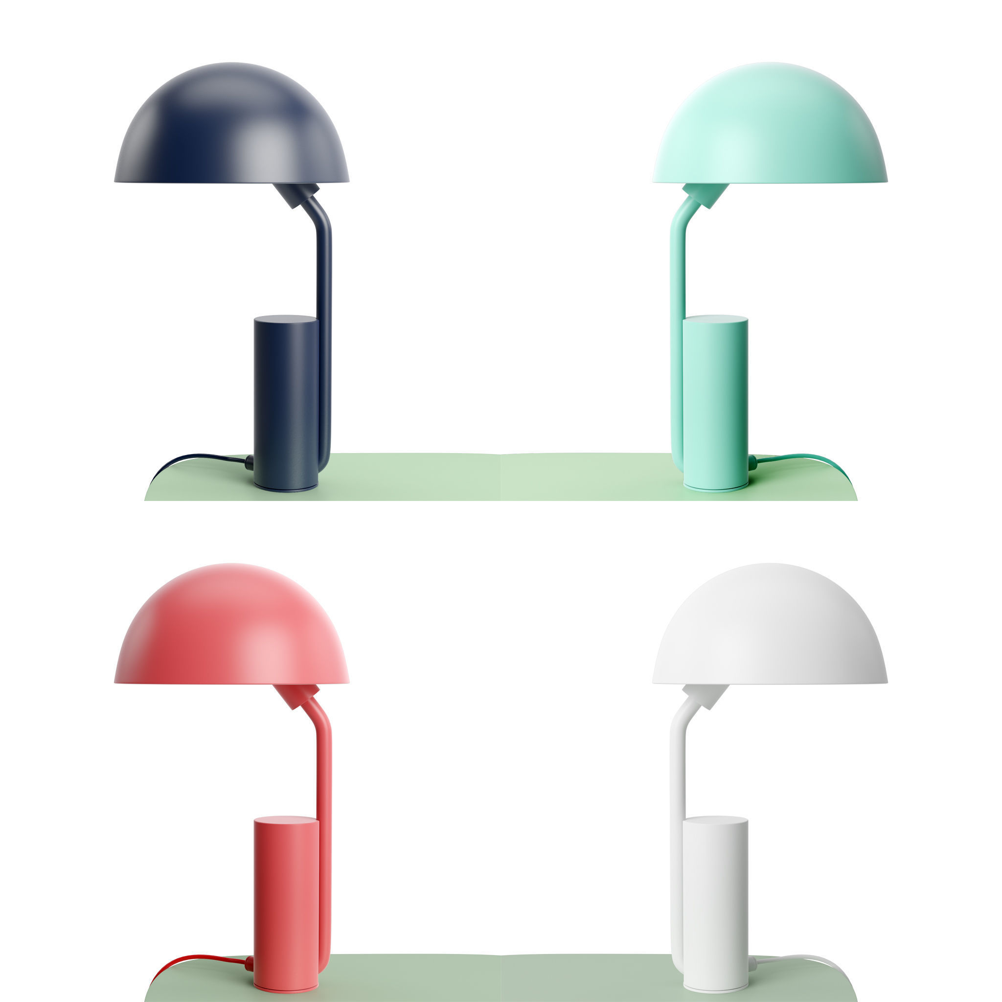 Ace Lounge Chair and Cap Table Lamp Low-poly 3D model_2