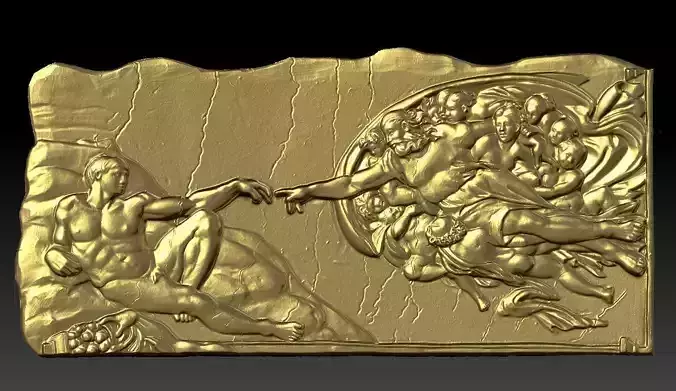 The Creation of Adam Michelangelo  fresco 3D model