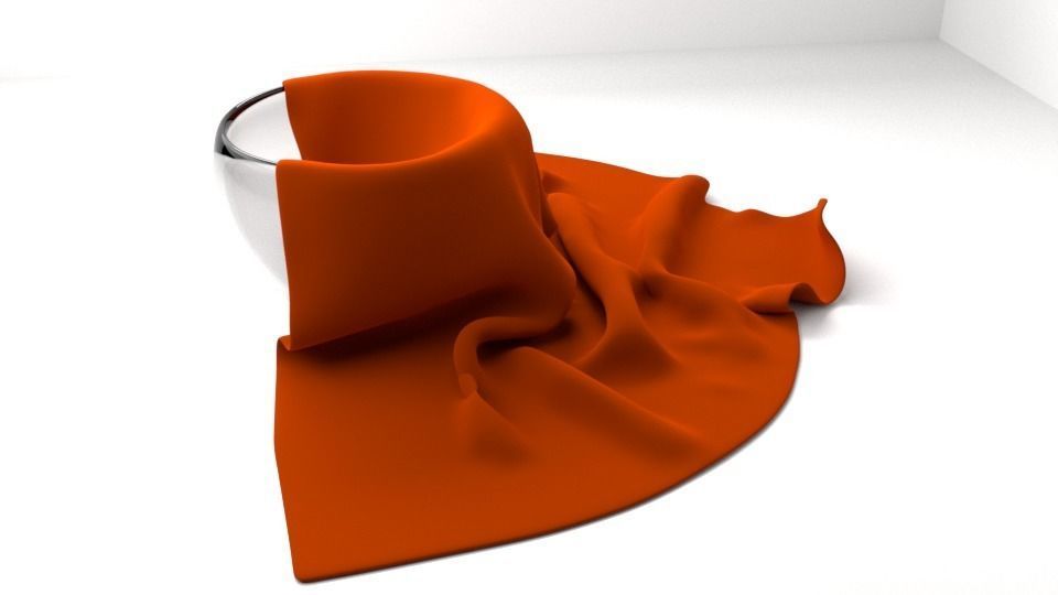 Glass Bowl with Cloth Napkin 3D model_2