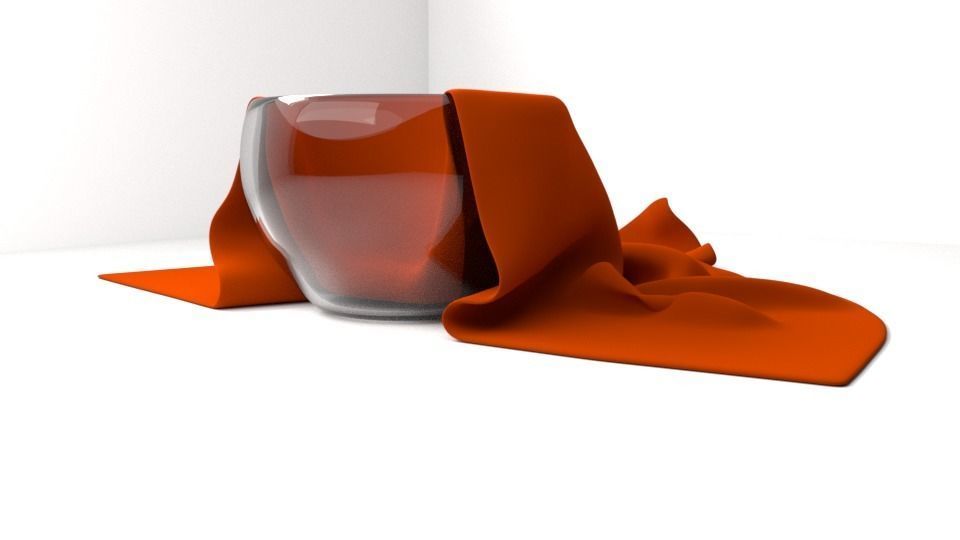 Glass Bowl with Cloth Napkin 3D model_3