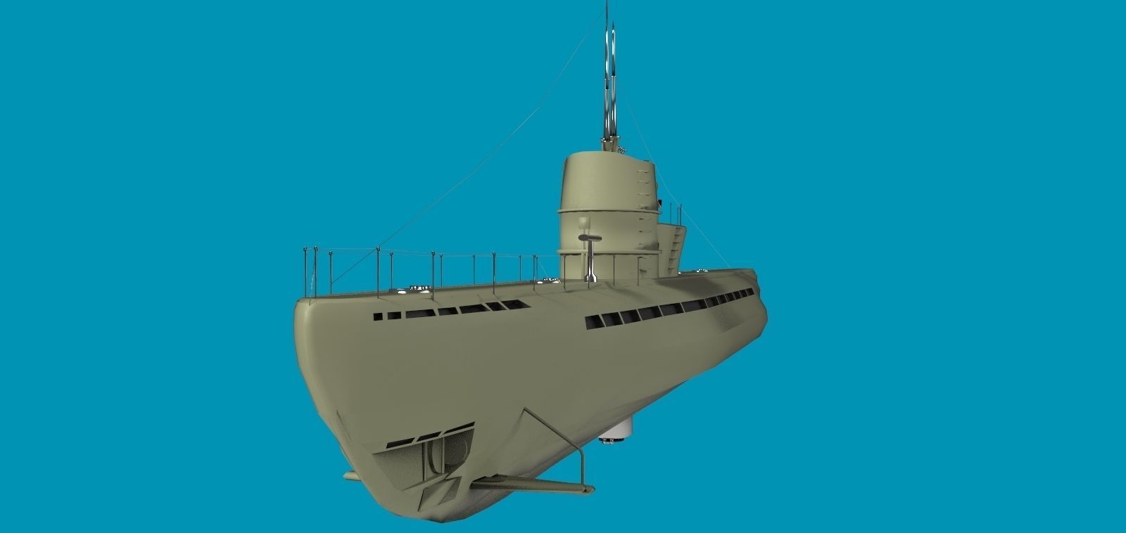 U Boat submarine Free 3D model_3