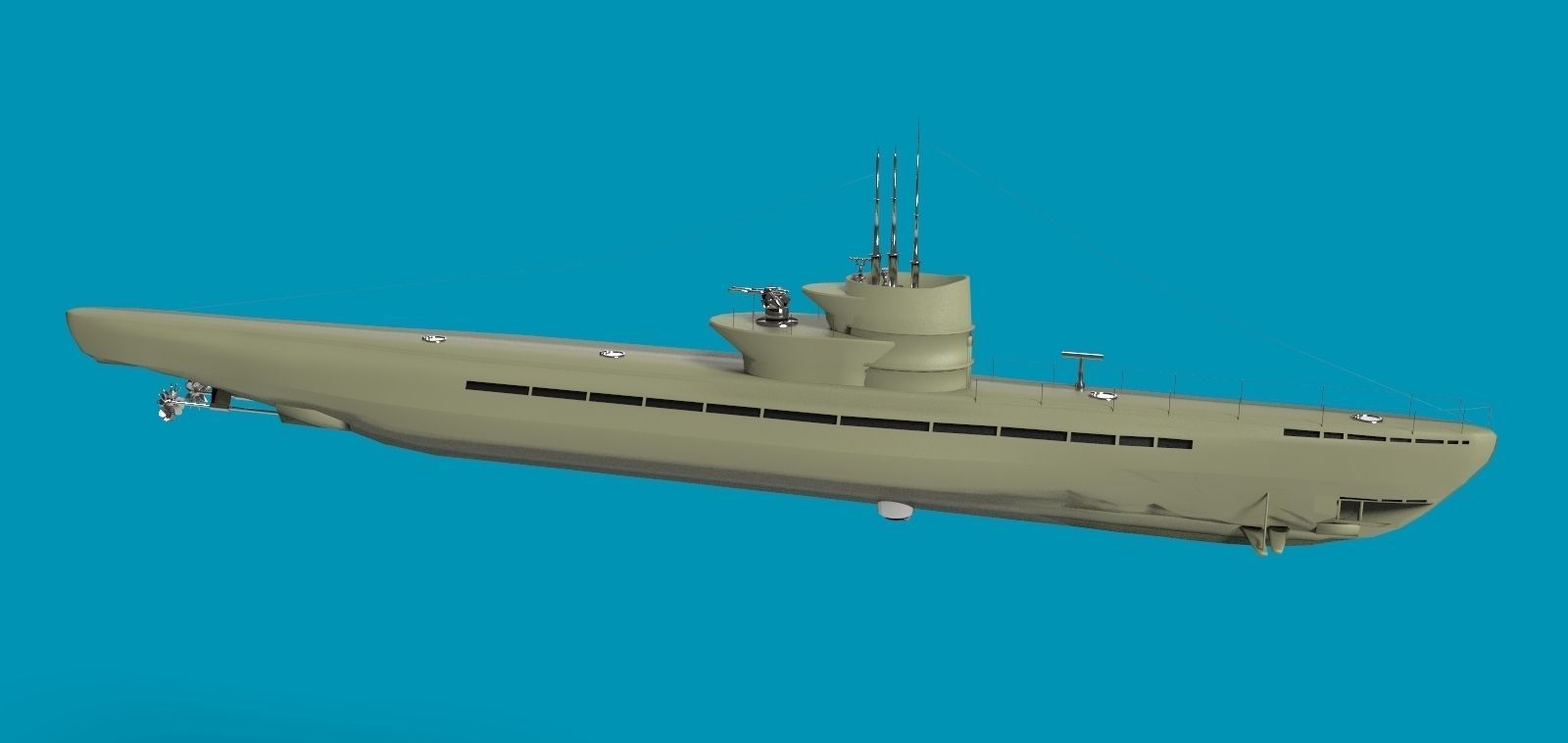 U Boat submarine Free 3D model_2