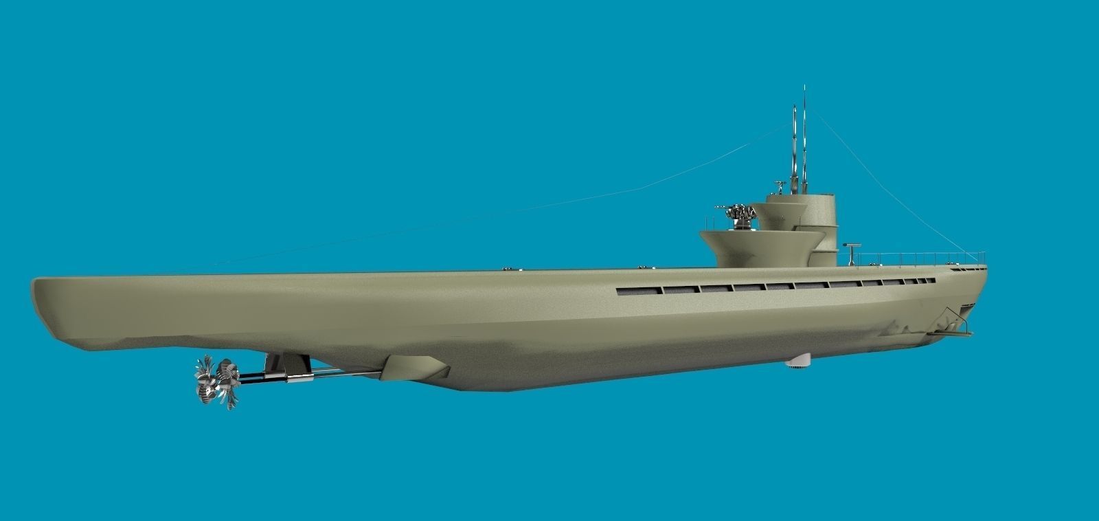U Boat submarine Free 3D model_4