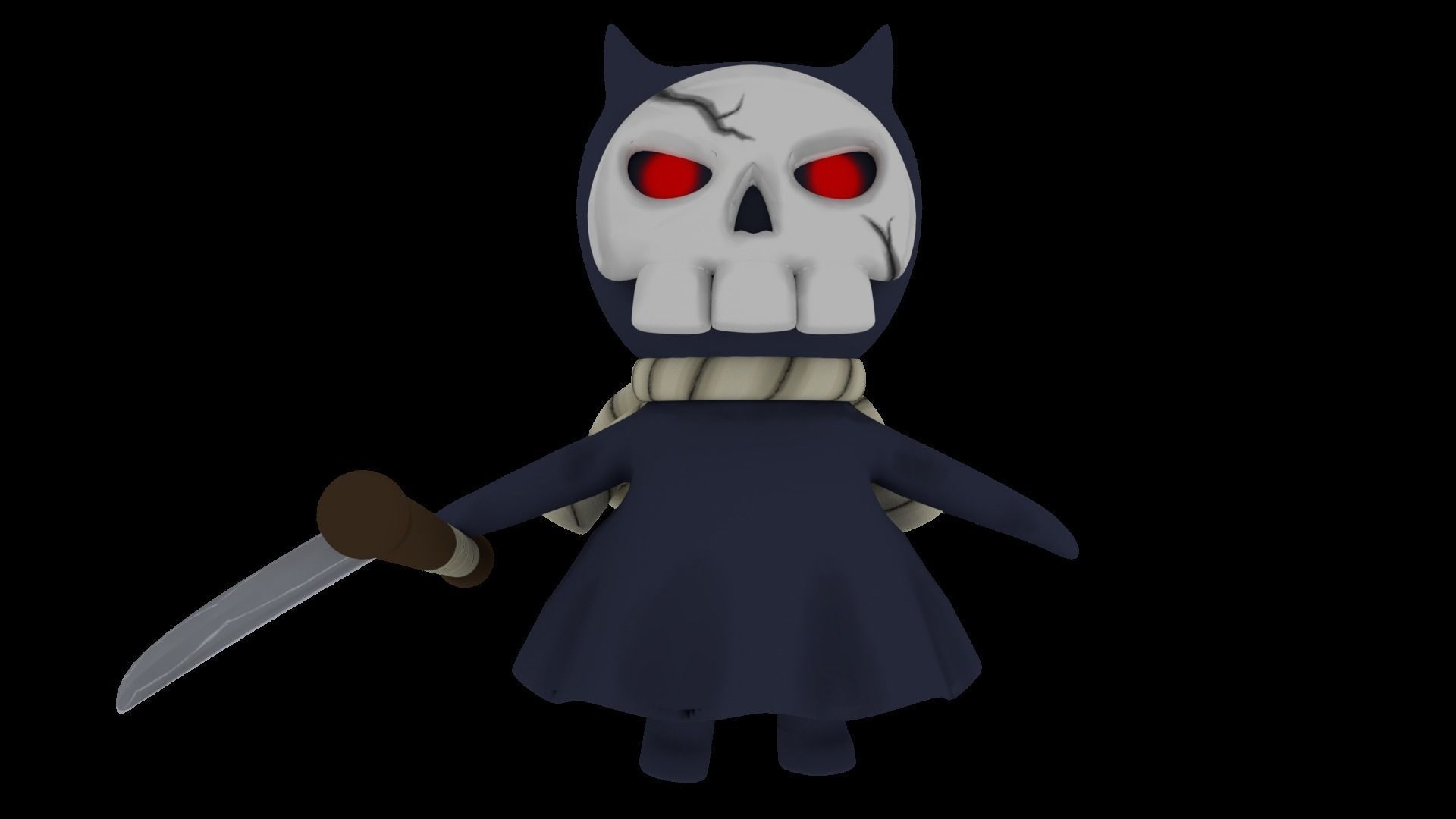 Shinigami skull holding sword Low-poly 3D model_2