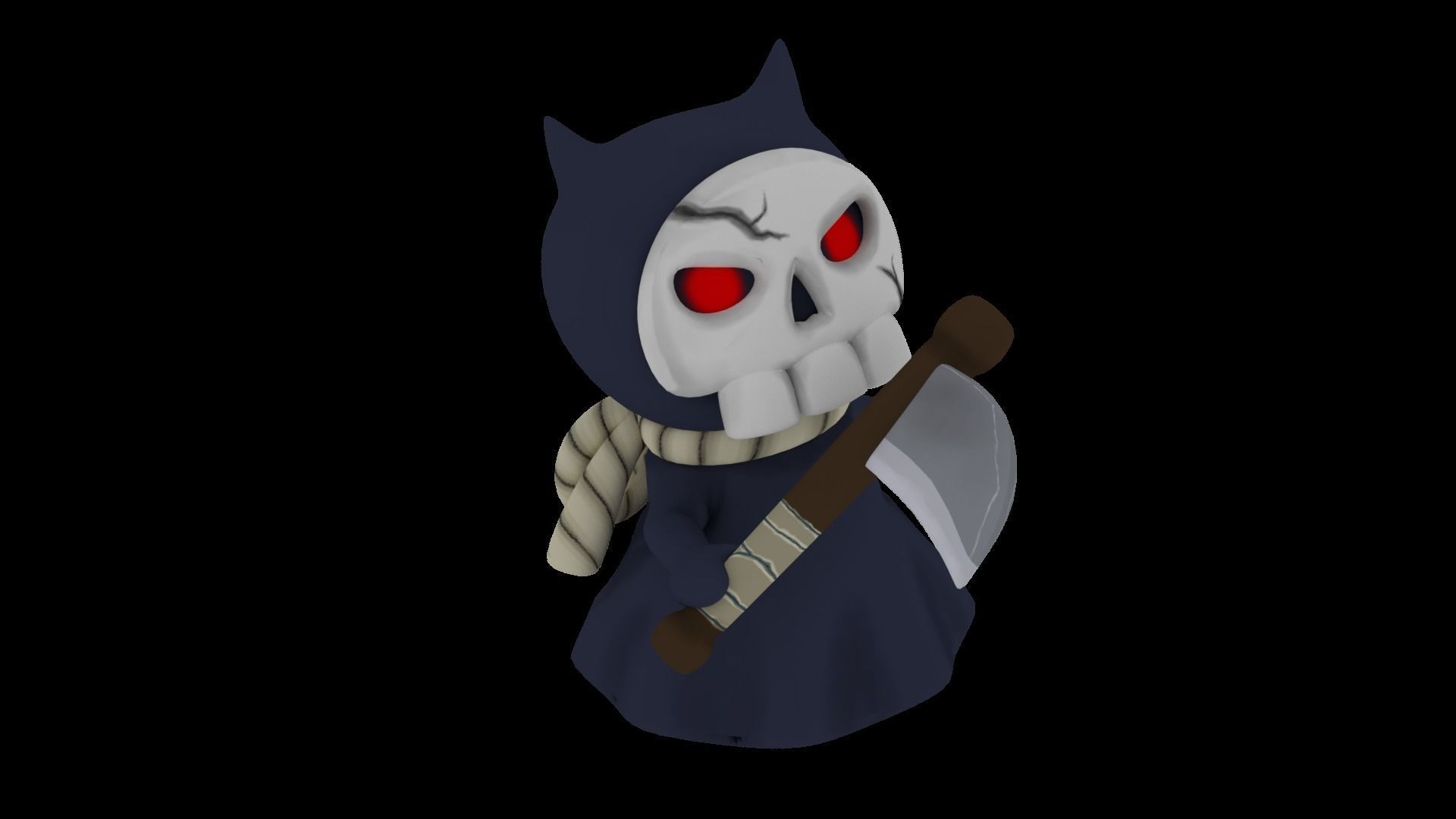 Shinigami skull holding sword Low-poly 3D model_1