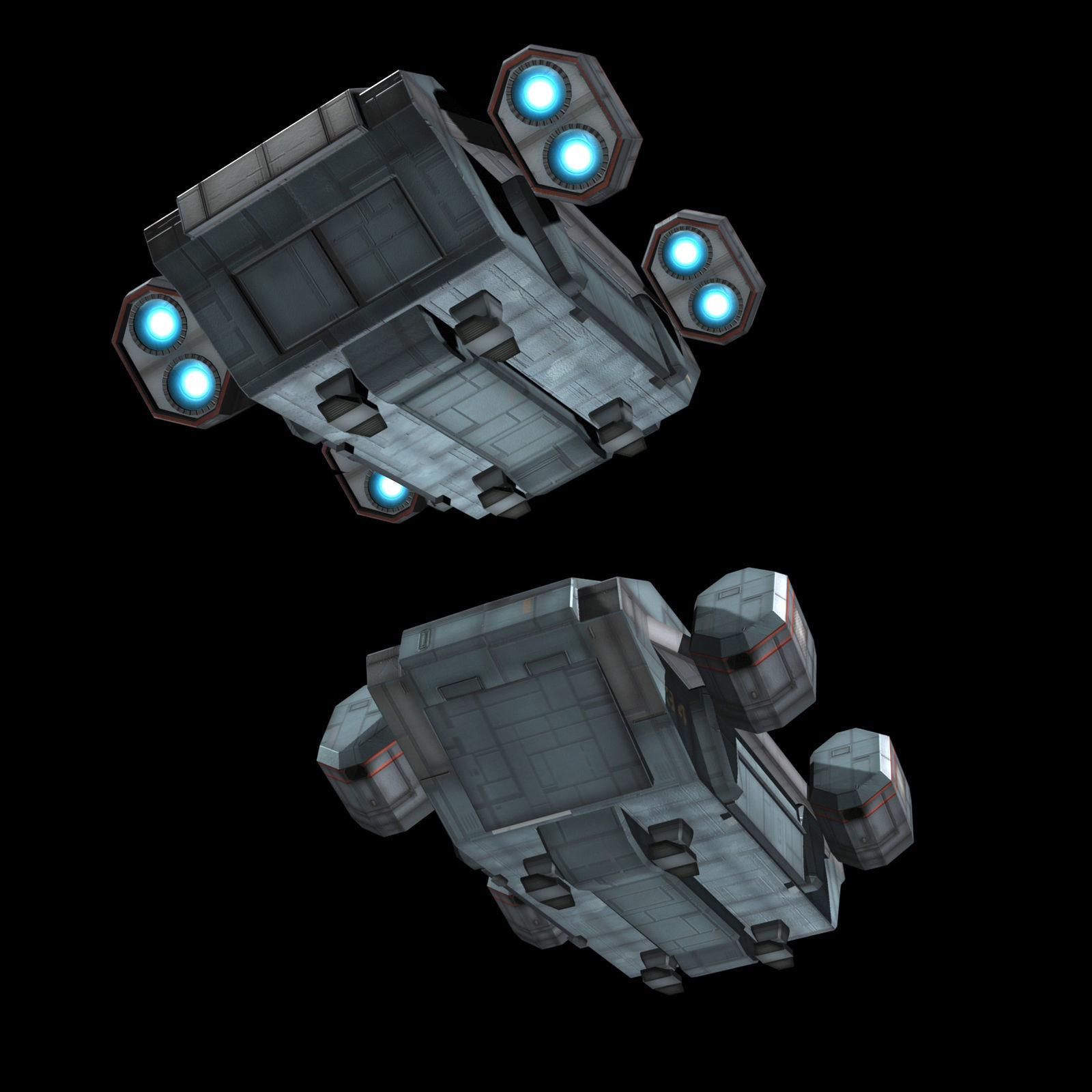 Transport Shuttle Low-poly 3D model_5
