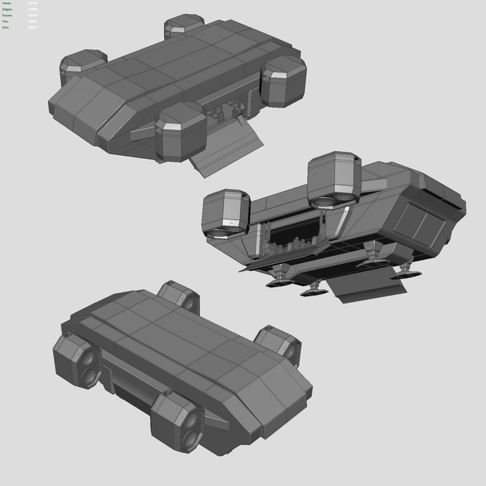 Transport Shuttle Low-poly 3D model_7