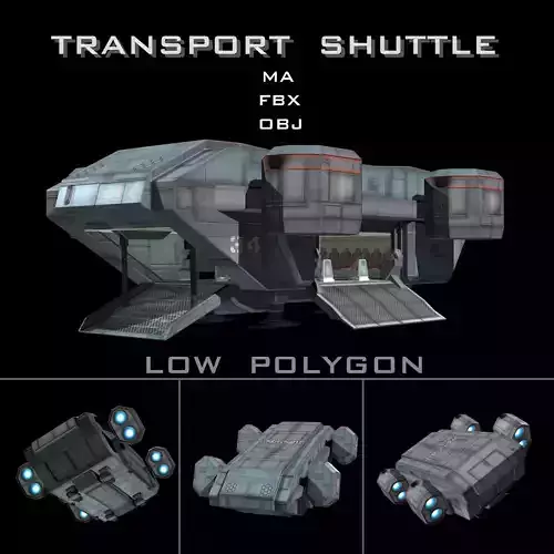 Transport Shuttle Low-poly 3D model