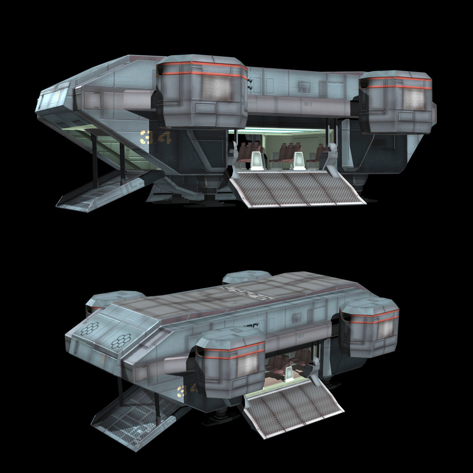 Transport Shuttle Low-poly 3D model_2