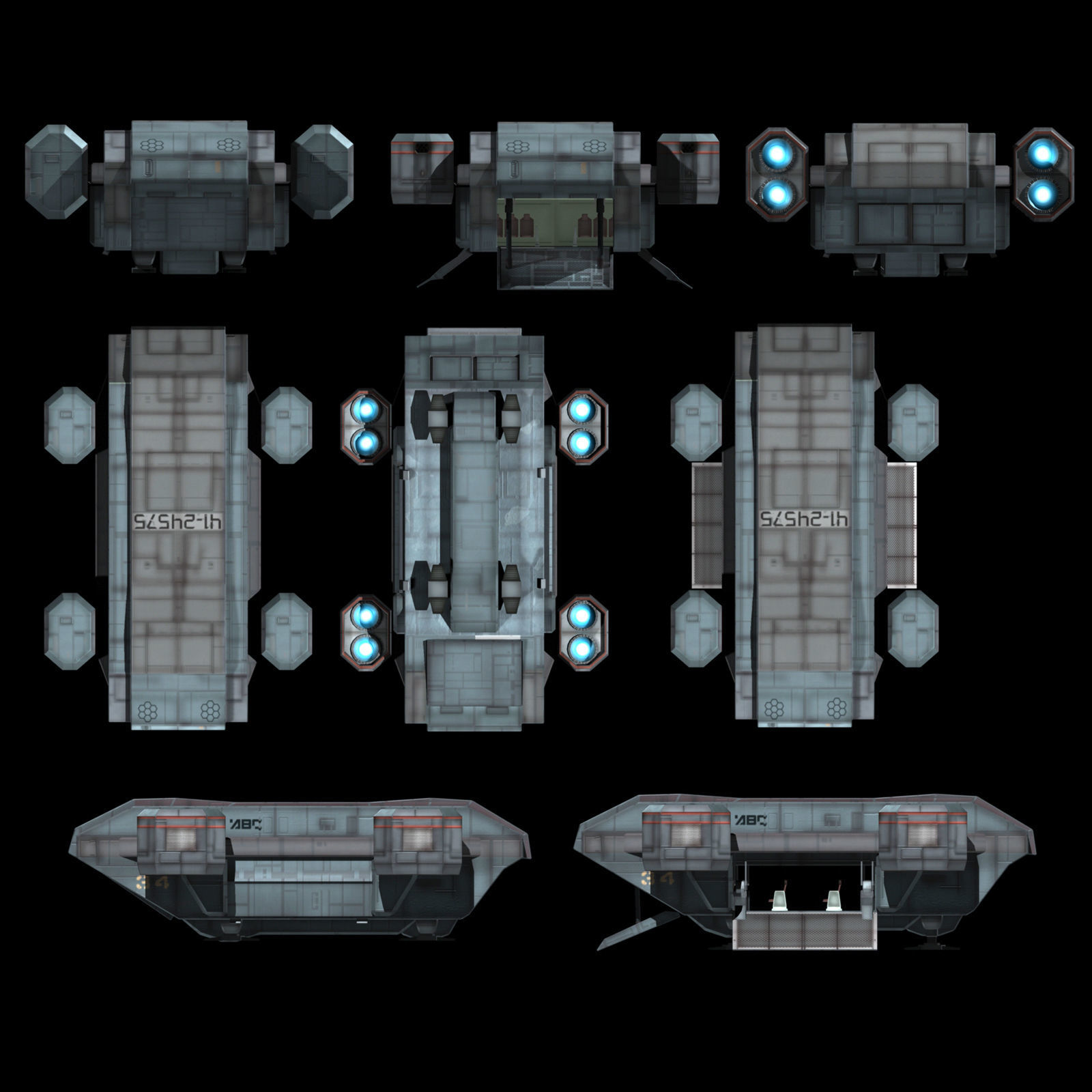 Transport Shuttle Low-poly 3D model_6