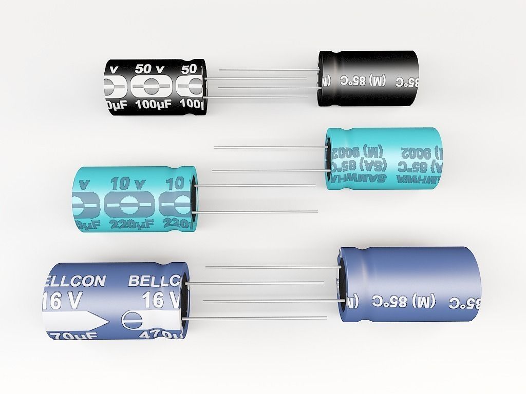 electrolytic capacitor Low-poly 3D model_2