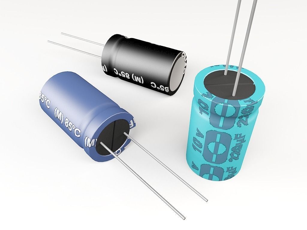 electrolytic capacitor Low-poly 3D model_1