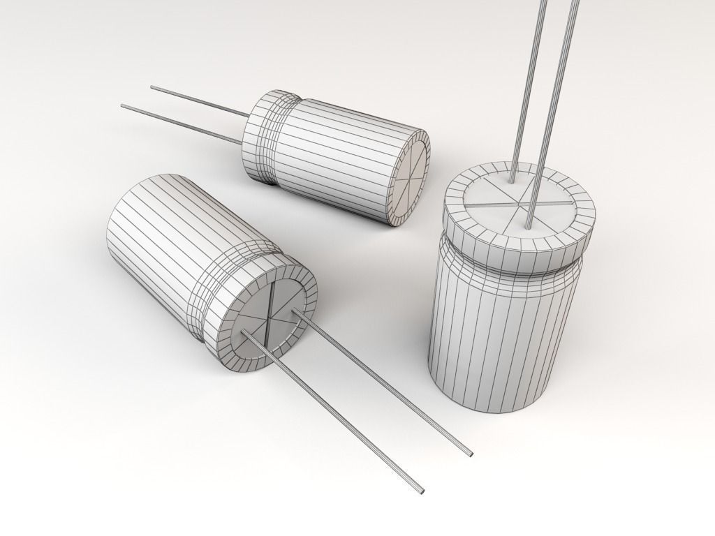 electrolytic capacitor Low-poly 3D model_3