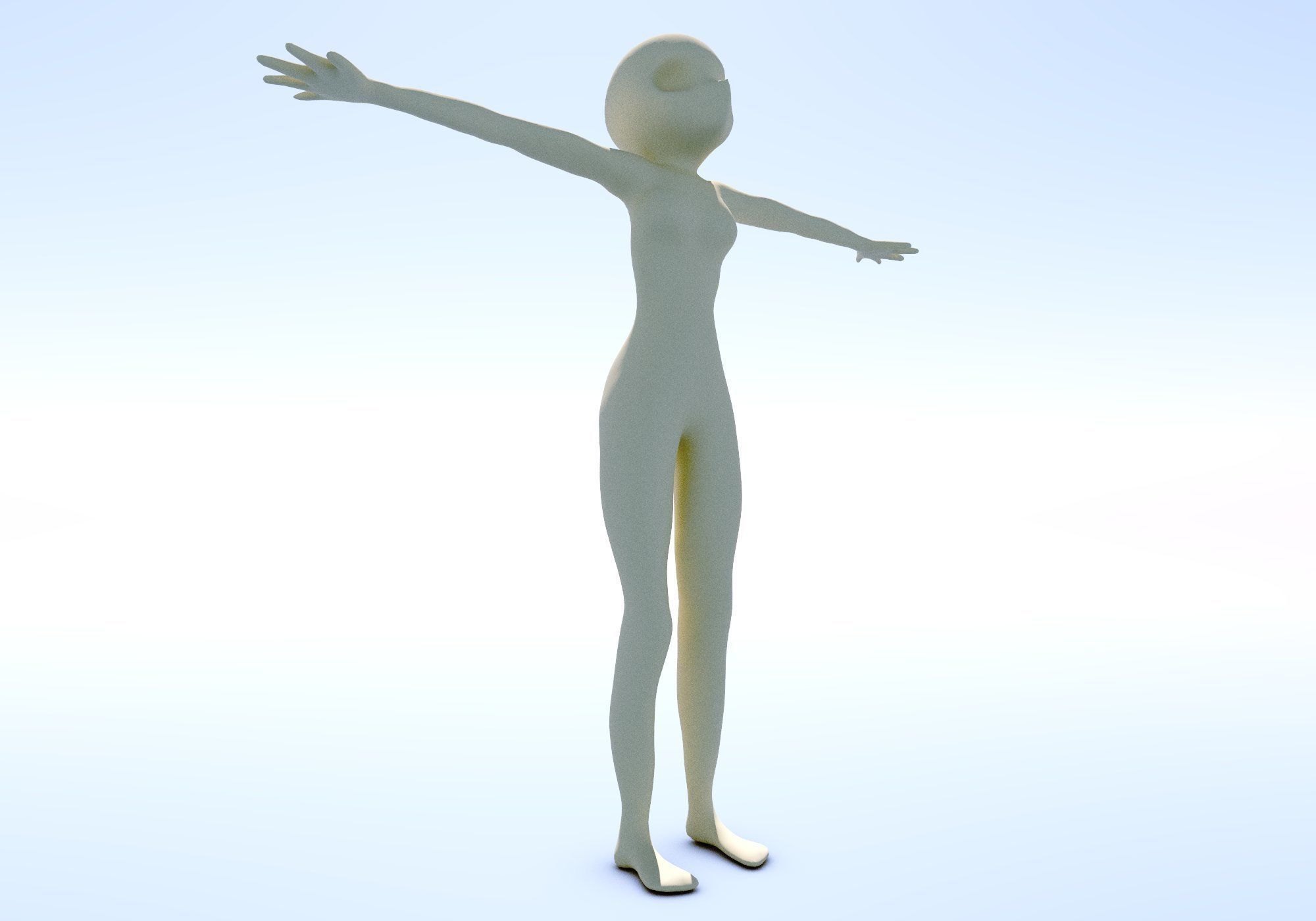 Anime - or - Loli base model Free low-poly 3D model_7