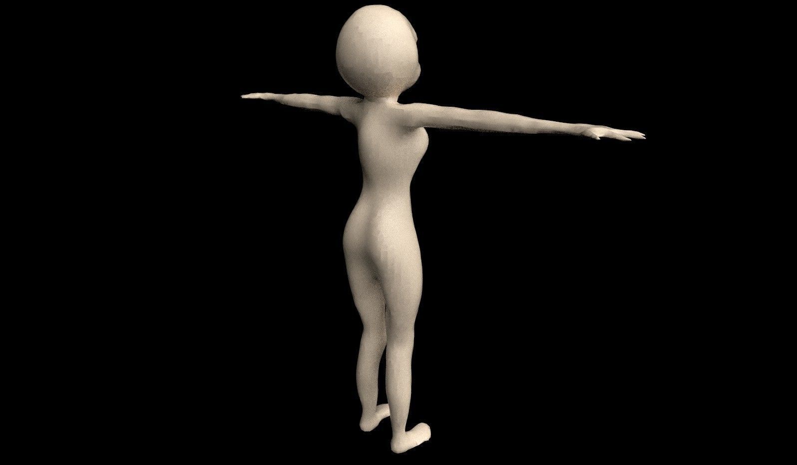 Anime - or - Loli base model Free low-poly 3D model_36