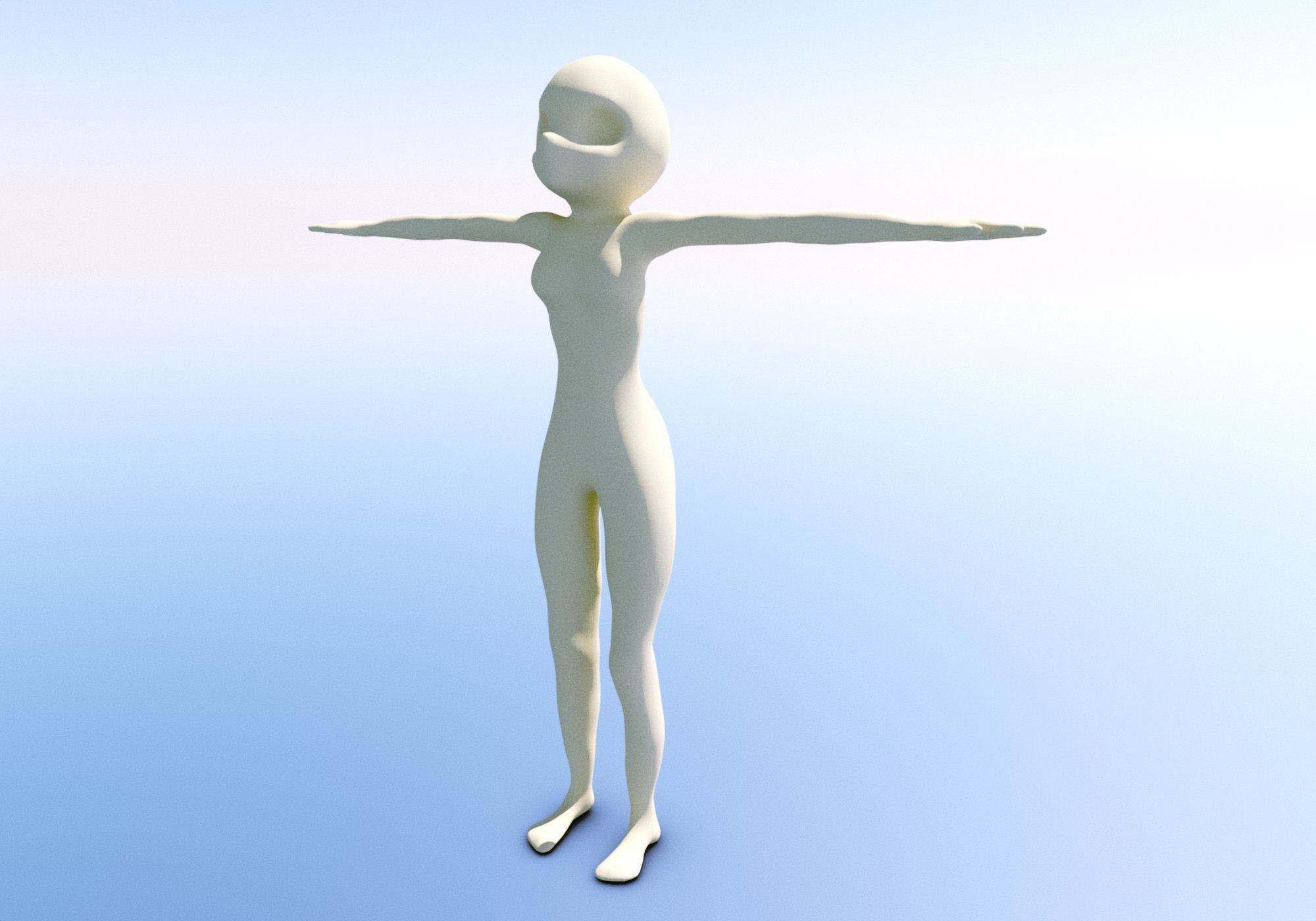 Anime - or - Loli base model Free low-poly 3D model_8